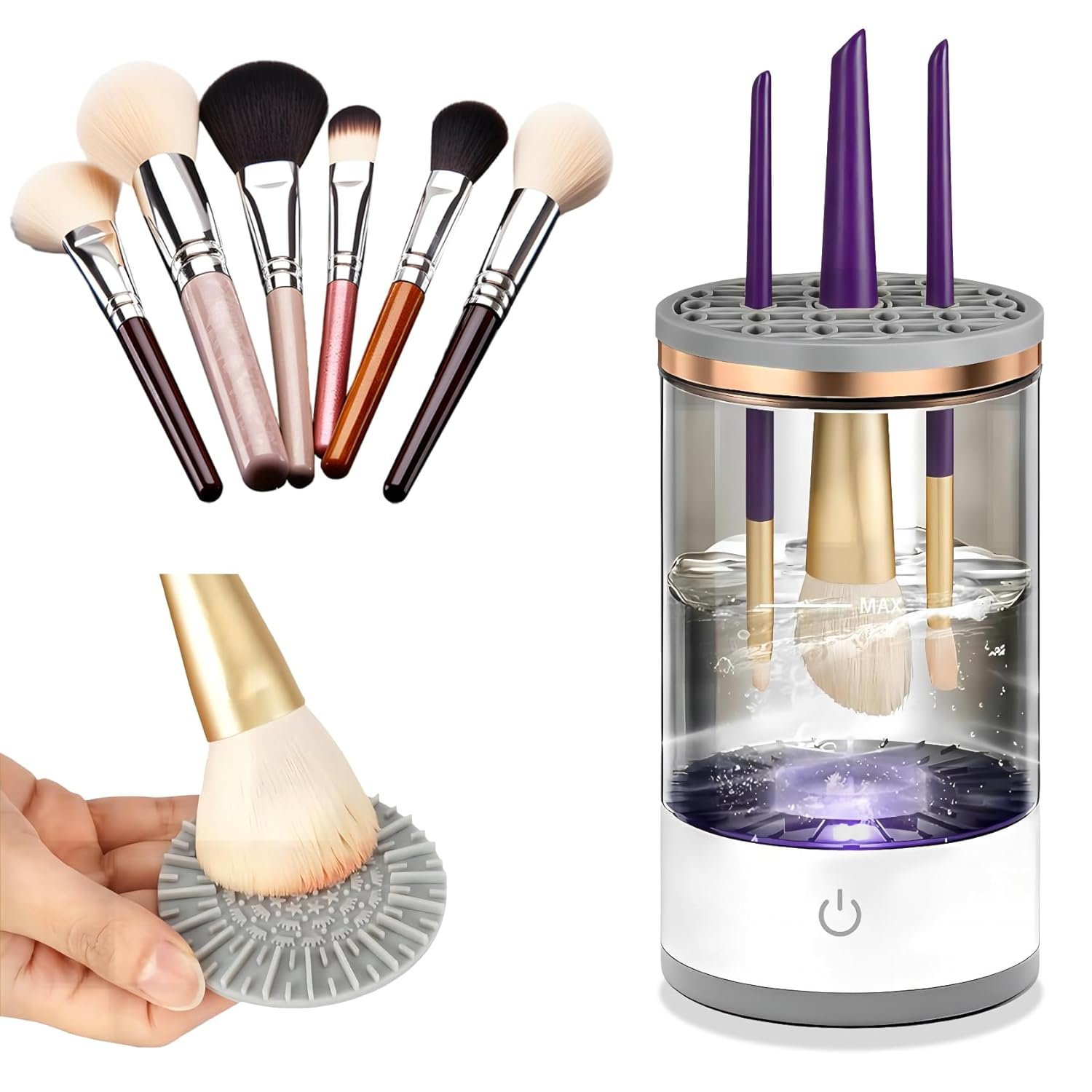 Electric Makeup Brush Cleaner – Portable Compact Design for Travel Home Use – Professional Makeup Brush Cleaning Machine – Automatic Makeup Brush Cleaner (Extra Large)