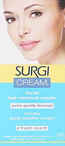 Surgiwax Facial Hair Removal Cream for Women – Extra Gentle Depilatory Formula for Face Sensitive Skin, Includes Surgi-Soothe, Painless Remover, 1 oz, 2 Pack