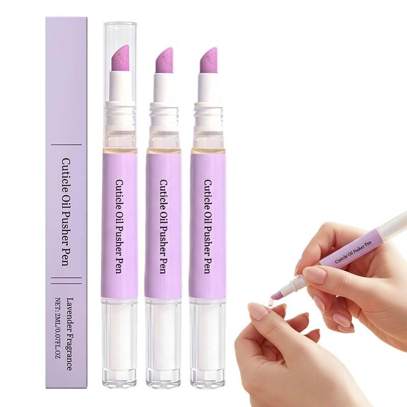 2-in-1 Cuticle Oil Pusher Pen, 2026 New Ceramic Cuticle Pusher & Oil Pen, Nail Care Tool for Dry Nails Hangnails Moisturiz Polish Brighten (3 pcs)
