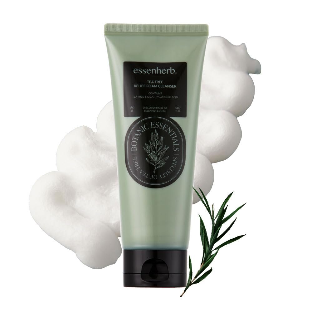 Tea Tree Relief Foam Cleanser for Acne-Prone & Sensitive Skin | Gentle Daily Face Wash with 5-Type Cica Complex | Soothes Redness, Minimizes Pores & Hydrates | Korean Skincare 5.07 fl oz