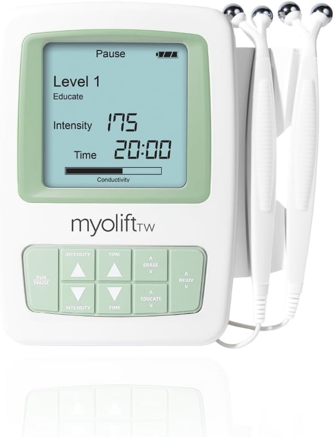 7e Wellness MyoLift TriWave Microcurrent Facial Device for Face Lifting & Toning with Conductive Gel, Probes, Masks – 3-Wave Technology for Skin Firming, Smoothing & Circulation – Face & Neck Care