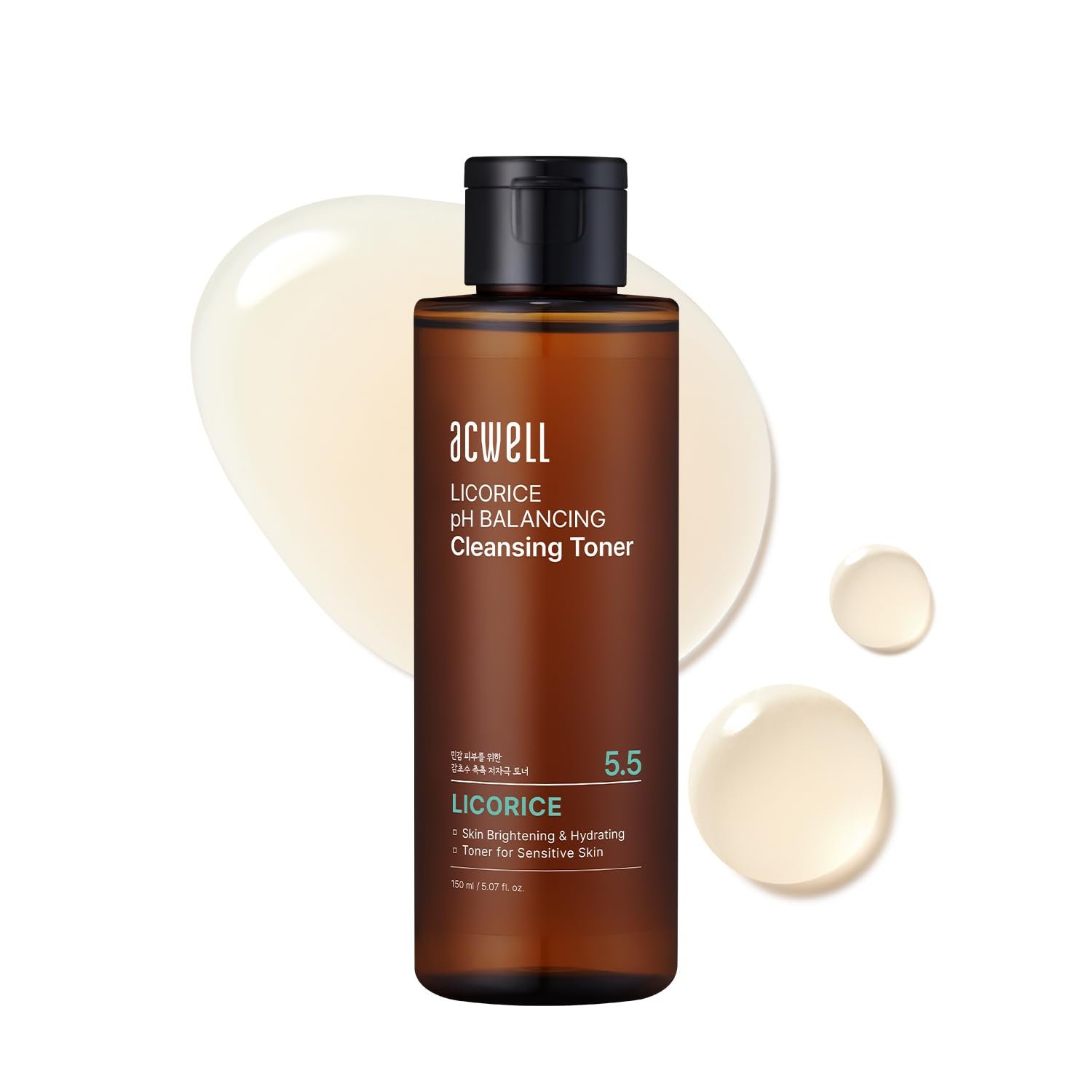 ACWELL Licorice pH 5.5 Balancing Cleansing Toner – Alcohol-Free Korean Face Toner and Astringent, Hydrating Clarifying Formula for Dull and Combination Skin, 5.07 fl oz