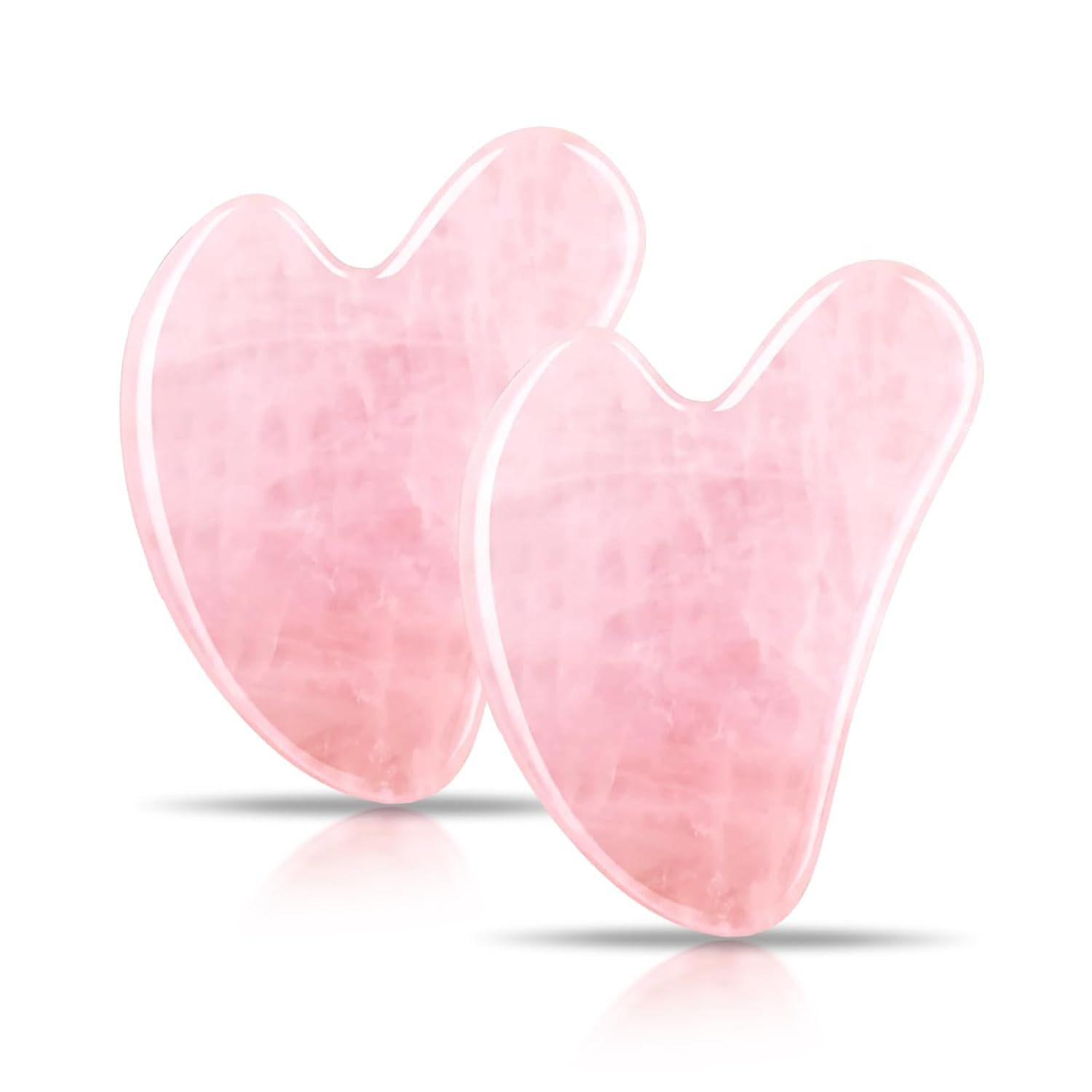 Gua Sha Facial Tools 2 Pack, Rose Quartz Guasha Tool for Face Gua Sha Stone for Puffiness Reducing & Jawline Sculpting Face Stone Gua Sha Tools for Skin Care Woman GuaSha Stone Tool, Pink