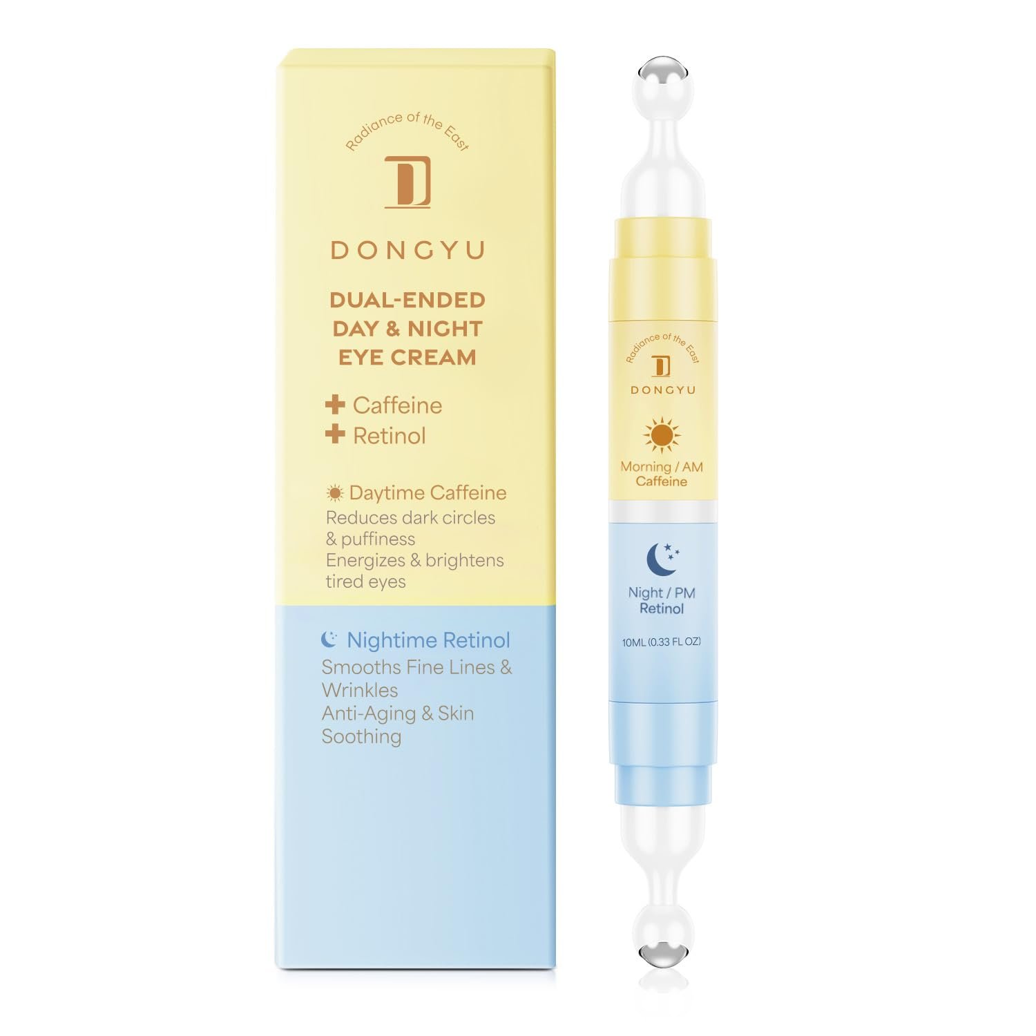 Dongyu Caffeine Retinol Eye Cream: Anti-Aging Fights Fatigue & Reduces Dark Circles-Quad-Action Depuff Brighten Smooth Repair-PDRN Strengthens Barrier Use Day to Prevent and Night to Restore