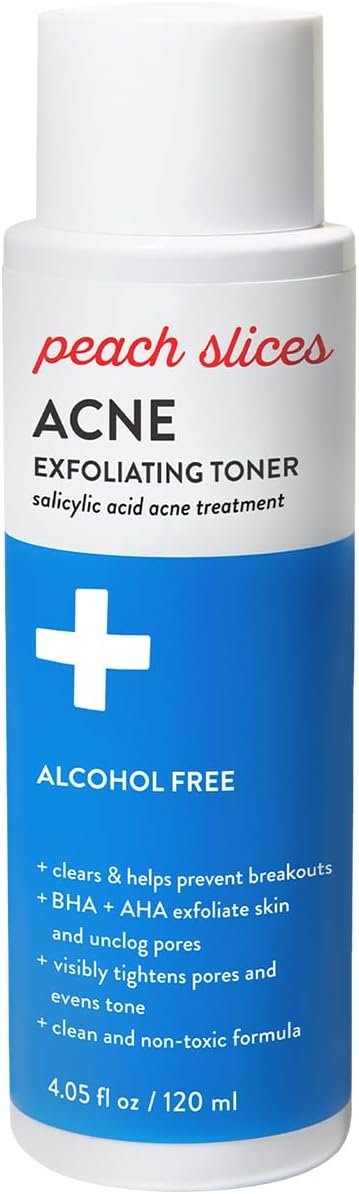 Peach Slices – Acne Exfoliating Toner (4.05 oz) – 2% Salicylic Acid Acne Treatment – Clear & Prevent Breakouts – Lactic & Glycolic Acid – Cucumber – Vegan, Cruelty Free, Korean Skin Care & Beauty
