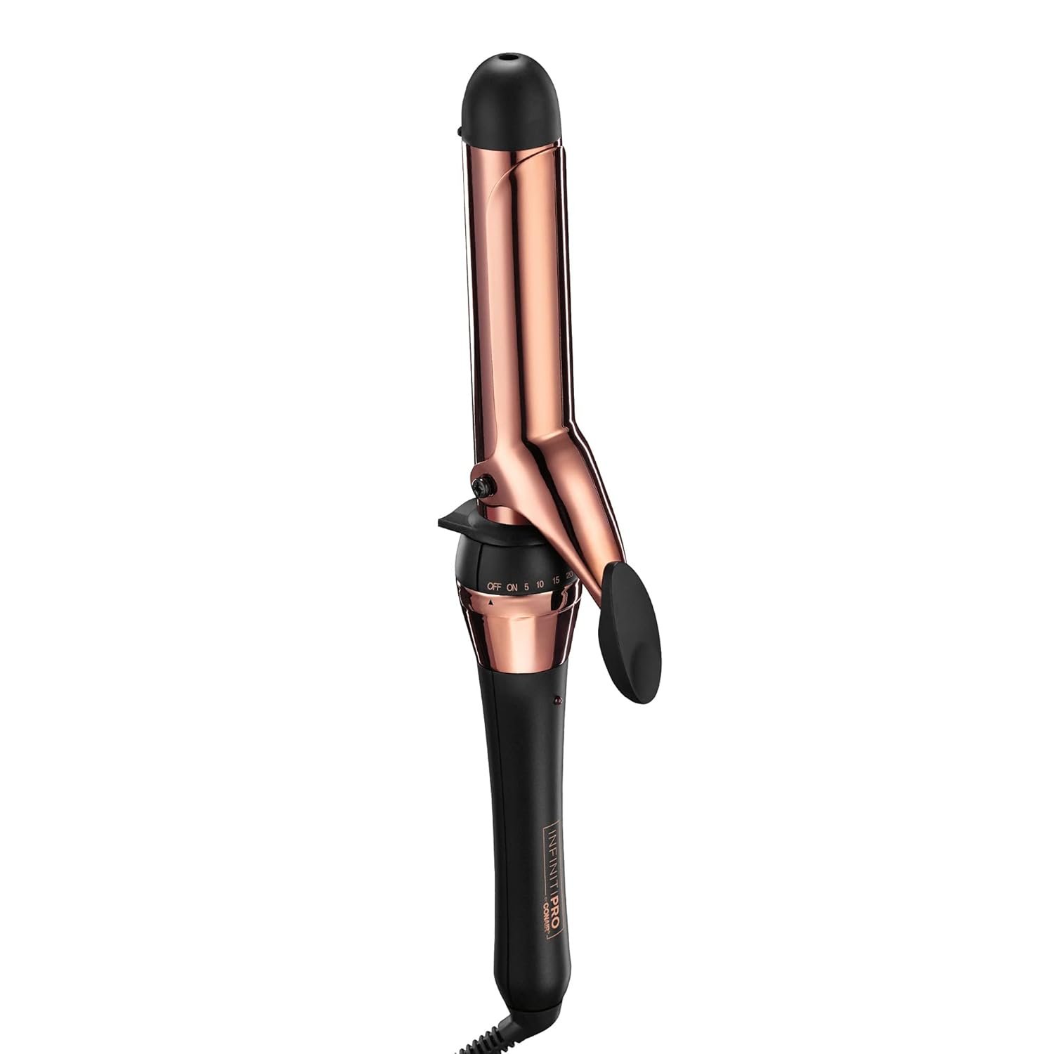 INFINITIPRO BY CONAIR Rose Gold Titanium 1 1/4-Inch Curling Iron, 1 ¼ inch barrel produces loose curls – for use on medium and long hair
