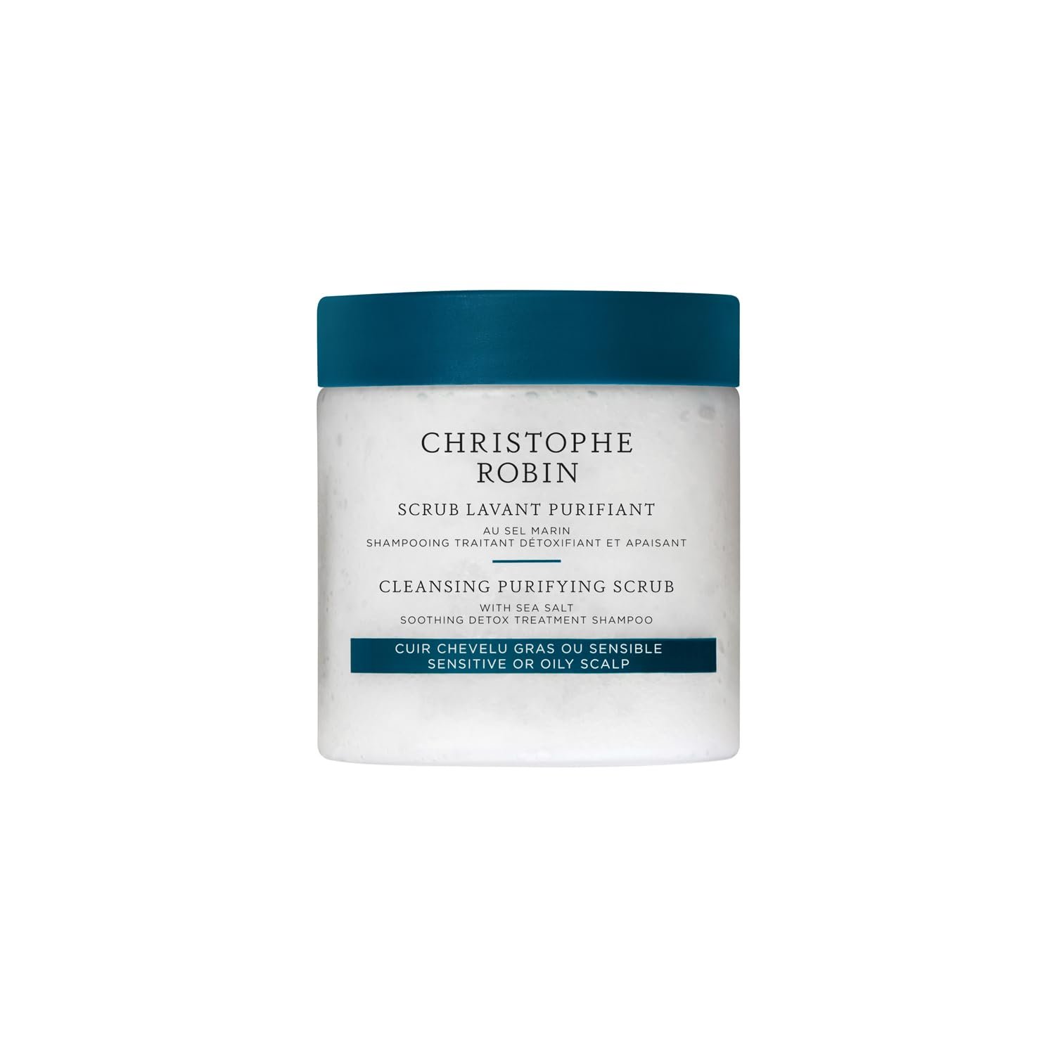 Christophe Robin Purifying Scalp Scrub with Sea Salt – Deep-Cleansing Detox Treatment for Oily Roots & Sensitive Scalps, Removes Build-Up & Soothes Irritation