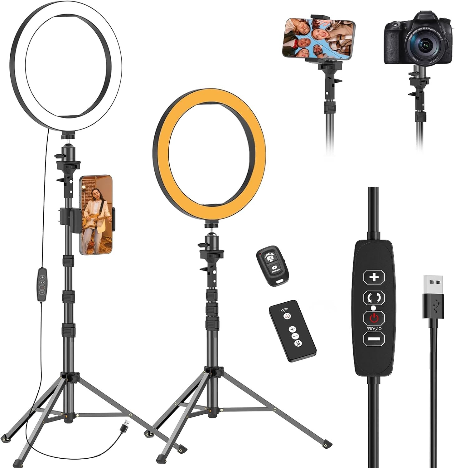 EMART 10″ Ring Light with 55″ Extendable Tripod Stands and Phone Holder, Dimmable LED Circle Round Light for Selfie Camera Photography/Makeup/YouTube Video/Vlogging/Live Streaming