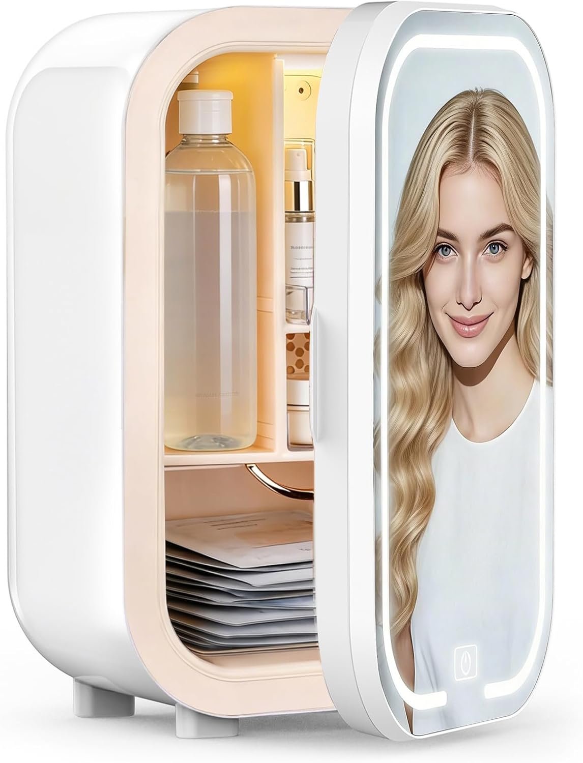 Kikihouse 22L Mini Skincare Fridge, Beauty Fridge for Cosmetic Storage, 44°F Intelligent Temperature Control, Personal Small Makeup Refrigerator for Bedroom, Dorm