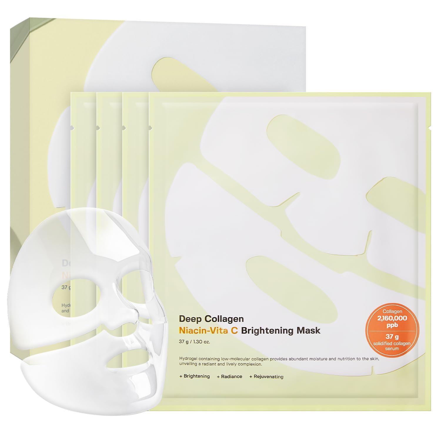 SUNGBOON EDITOR Deep Collagen Niacin-Vita C Overnight Mask, Brightening & Wrinkle Care Mask, 2,160,000PPB Collagen + Niacinamide + Vita C, Korean Skincare, 4ea, Gifts for Women