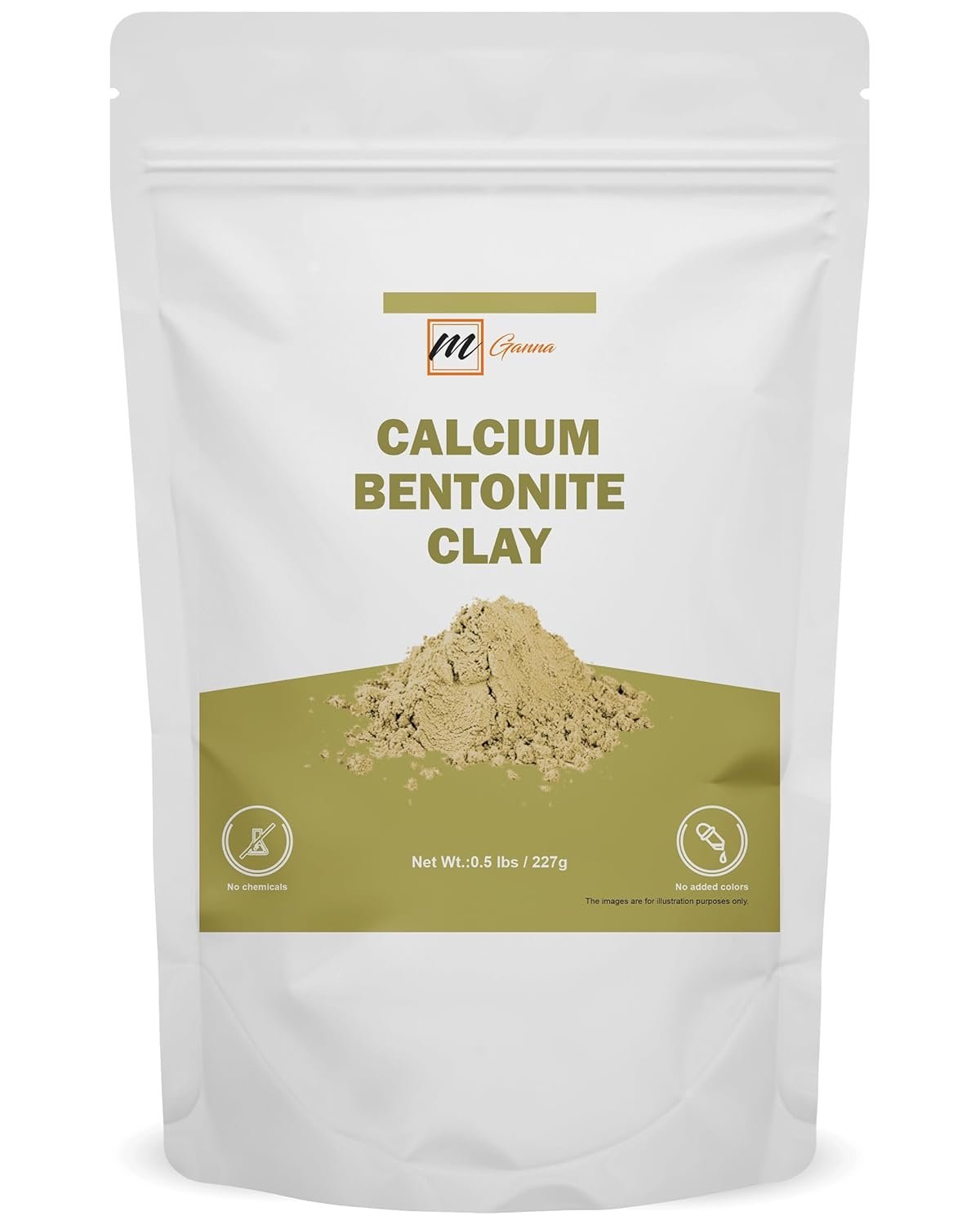 100% Natural Calcium Bentonite Clay Powder for Facial Masks, Creams, Body Wraps and Soap Making 0.5 LBS / 227 GMS
