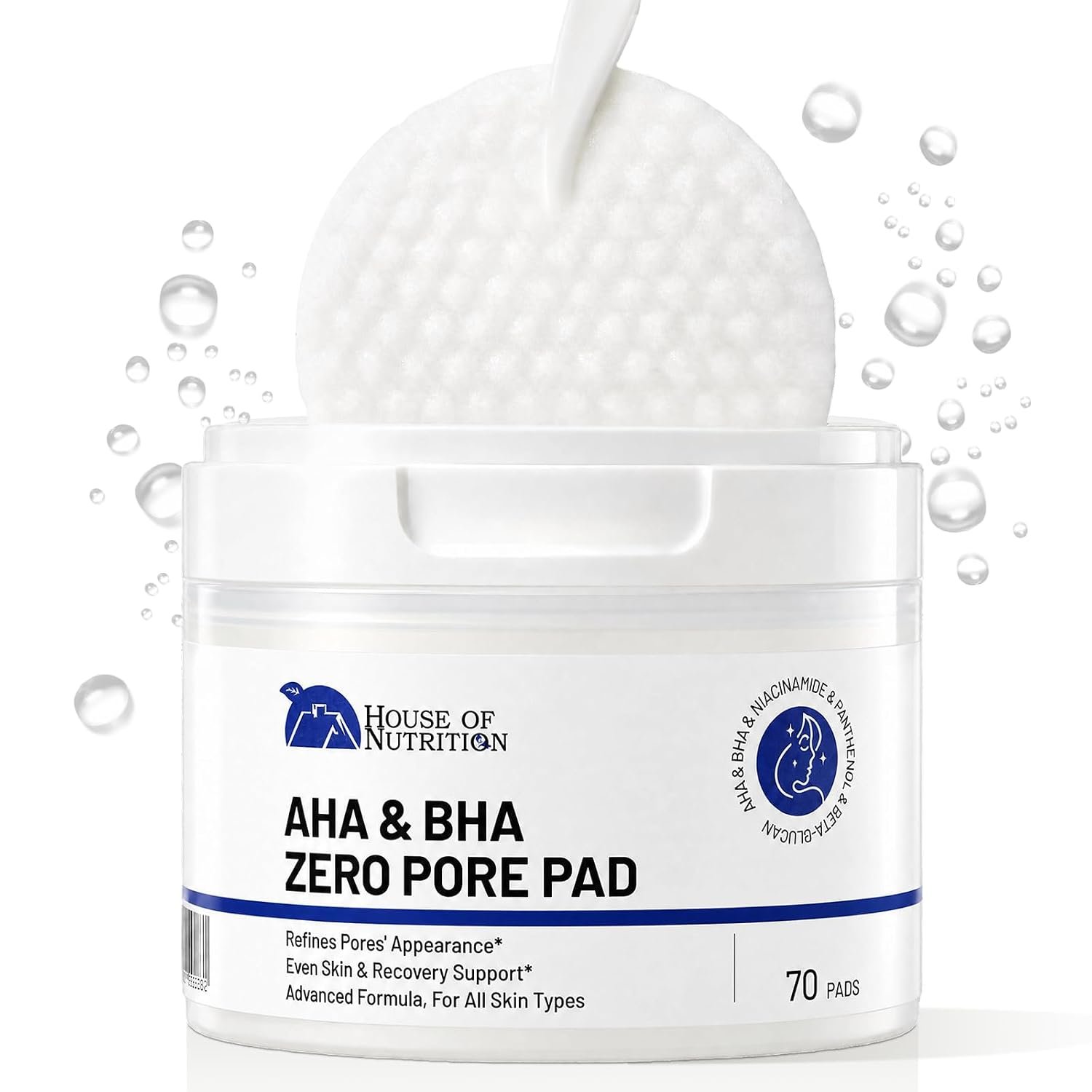 Glycolic Acid Pad with AHA & BHA, Exfoliating Toner Pads for Face – Zero Pore Refining Pads for Skin Texture, Oil Control, Acne, Dark Spots & Gentle Resurfacing, 70 Pad