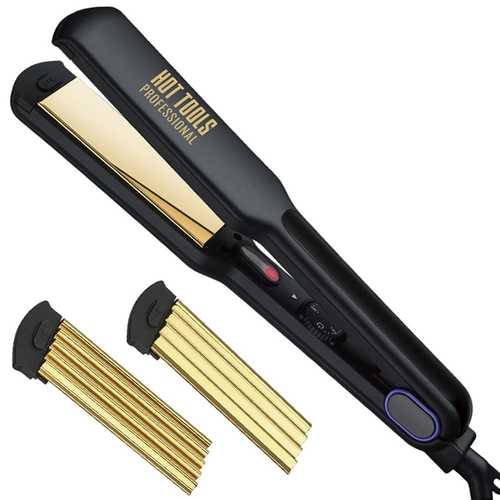 Hot Tools Professional 24K Gold 3-in-1 Crimper & Flat Iron Combo, 1 ½”, 1 ct.