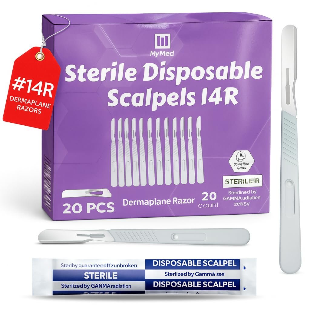 MyMed Disposable 14R Dermaplane Scalpels, Dermaplaning Razors – Pack of 20 Dermaplane Razor for Women Face, Women’s Disposable Shaving Razors