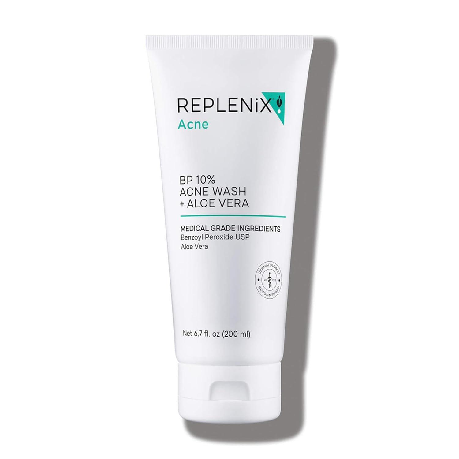 Replenix BP Acne Face Wash, 6.7 Fl Oz, Non-Oily Benzoyl Peroxide Facial Cleanser with Medical-Grade Ingredients for Acne-Prone Skin, Gently Unclogs & Refines Pores, Non-Drying & Non-Irritating
