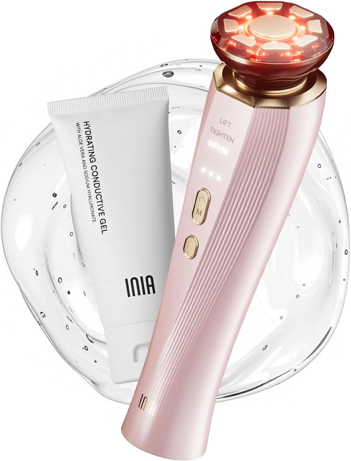 INIA 3-in-1 Red Light Therapy for Face and Neck Beauty Device for Puffiness & Skin Firming Skincare Tool