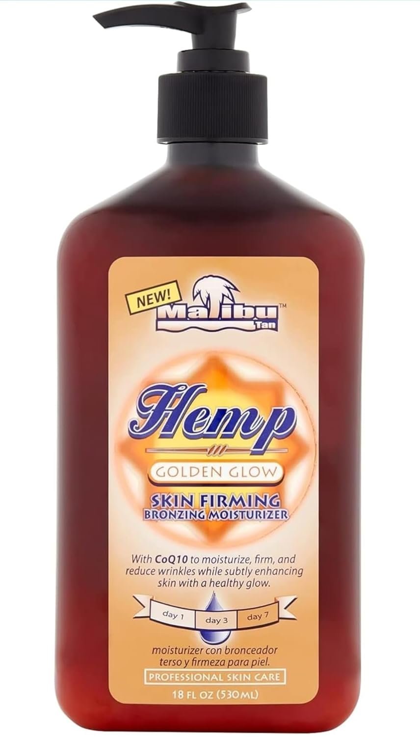 Malibu Tan Hemp Golden Glow Skin Firming Lotion, Medium Deep, 18 fl oz (530 ml) – 1-PACK