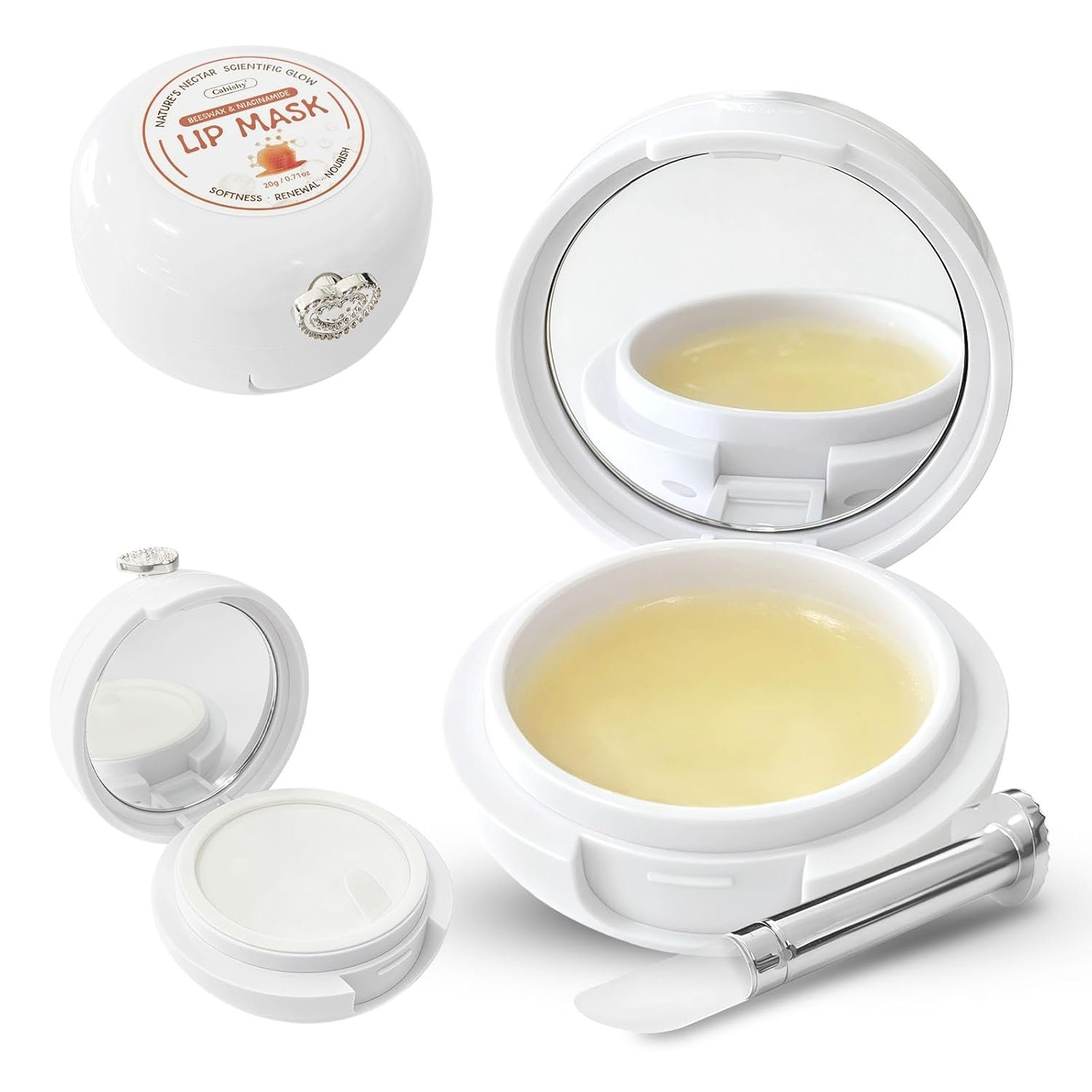 Overnight Lip Mask for Very Dry, Cracked Lips – Deep Hydrating Lip Moisturizer & Repair Treatment, Helps Brighten Dark Lips for Smokers, Smooths Lip Lines, with Mirror & Brush (0.71oz)