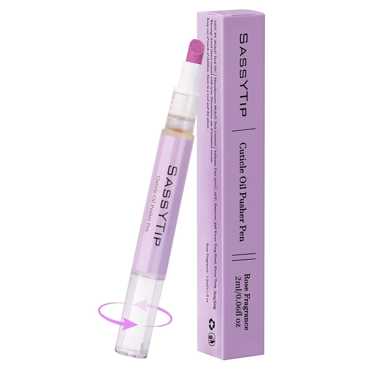Ceramic Cuticle Pusher & Oil Pen, 2ml Rose/Lavender/Fragrance Free Scented Nail Care Pen, Gentle Cuticle Remover for Dry & Damaged Nails, Moisturize Strengthen Brighten (Purple)