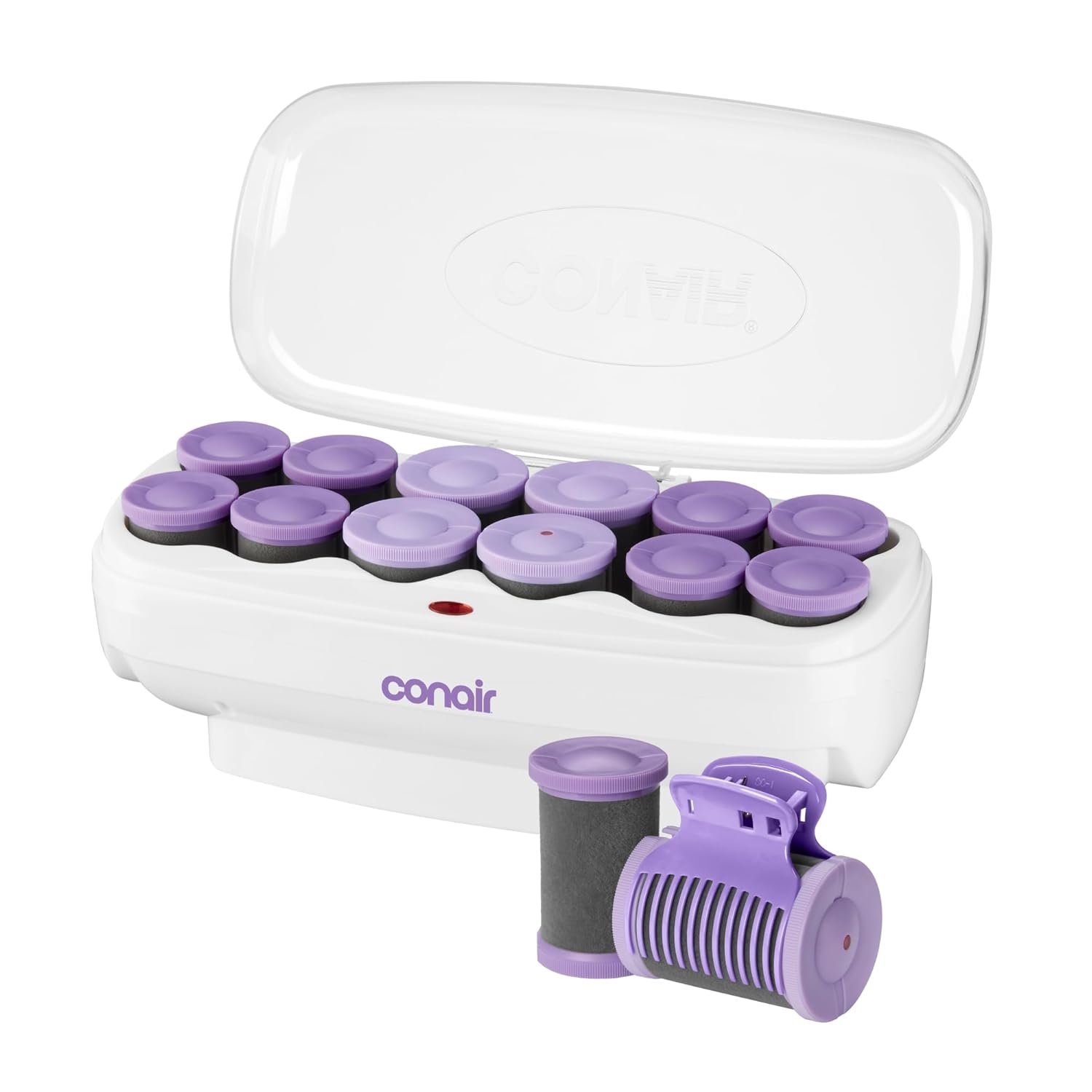 Conair Hot Rollers for Long, Medium & Short Hair, 12 Ceramic Flocked 1½-Inch and 1¾-Inch Heated Hair Rollers with Clips, Hot Curlers for Women, Volume & Curls, Amazon Exclusive