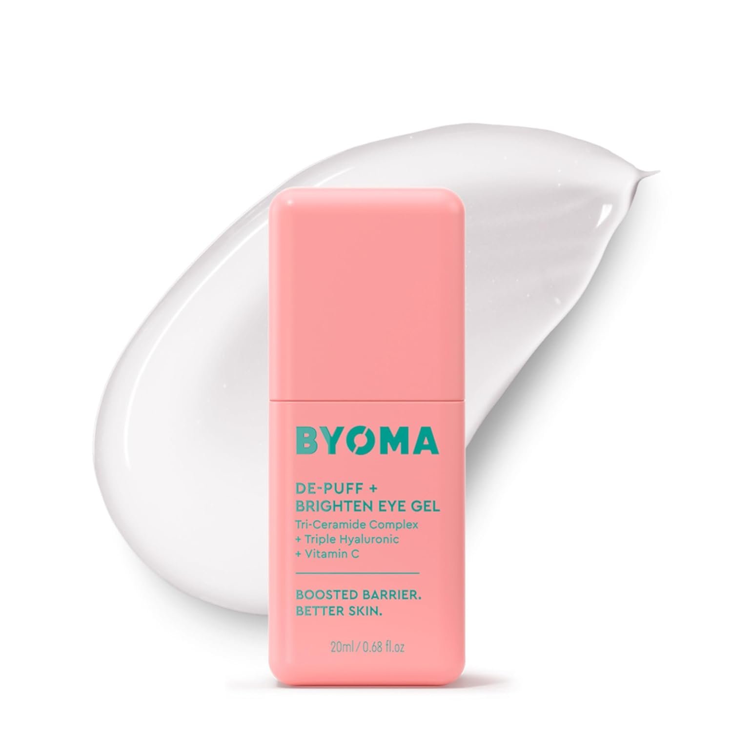 BYOMA De-Puff + Brighten Eye Gel – Lightweight Gel Eye Cream for Dark Circles, Puffiness & Wrinkles – Under Eye Cream With Hyaluronic Acid & Vitamin C – Barrier Repair Skincare – 0.68 fl. oz