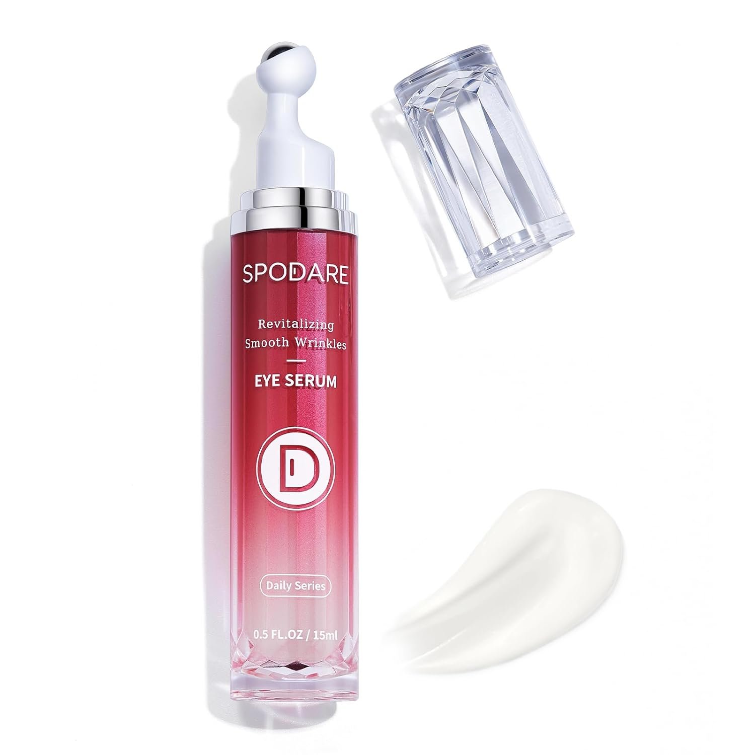 SPODARE Eye Serum, Dark Circles Under Eye Treatment with Caffeine and Retinol, Hyaluronic Acid, Niacinamide and Peptides for Puffiness, Fine Lines and Wrinkles, 360° Massage Ball, 0.5 fl oz