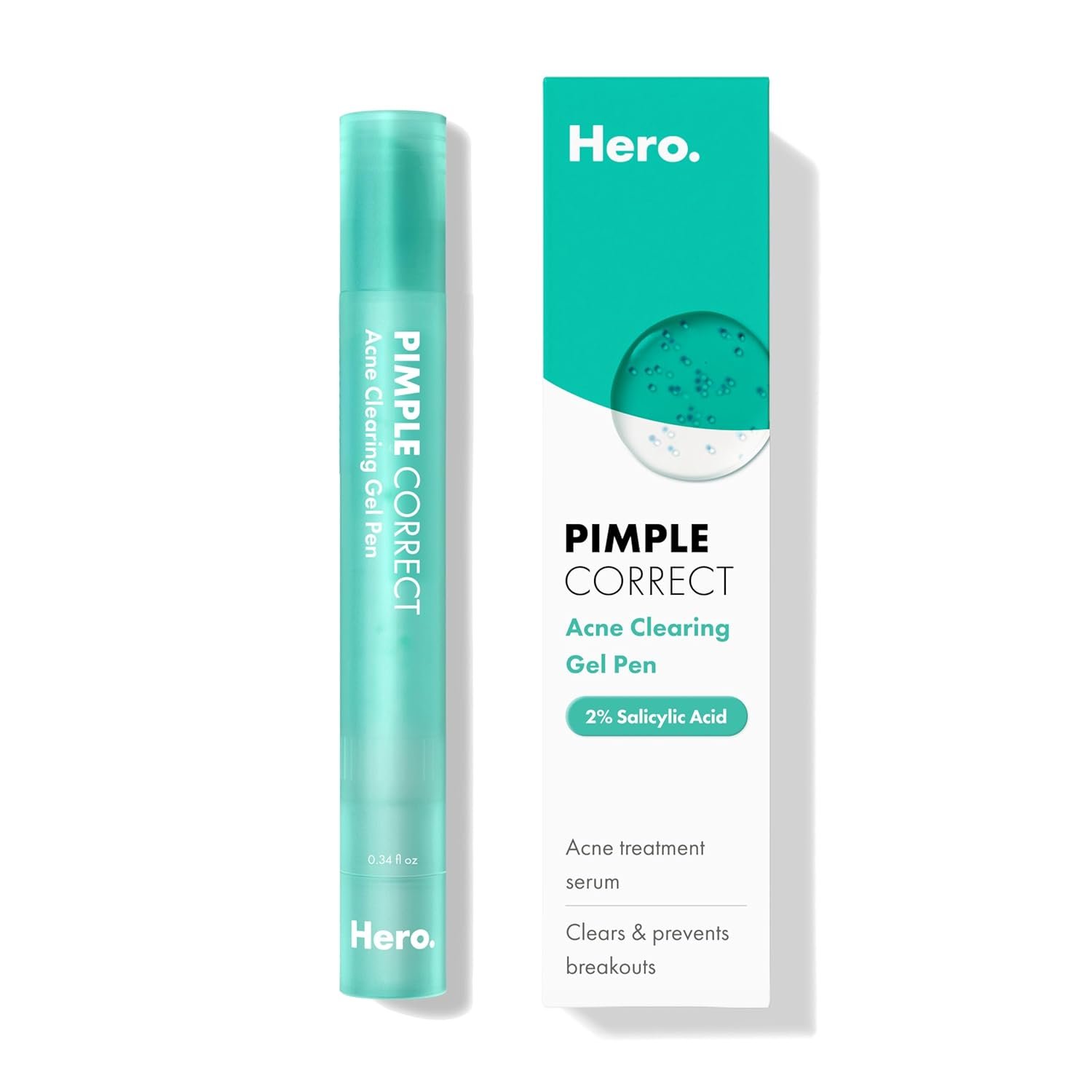 Hero Cosmetics Pimple Correct Acne Clearing Gel Pen – Maximum Strength 2% Salicylic Acid, Derm-Tested Formula for Current and Future Zits (1 Count)