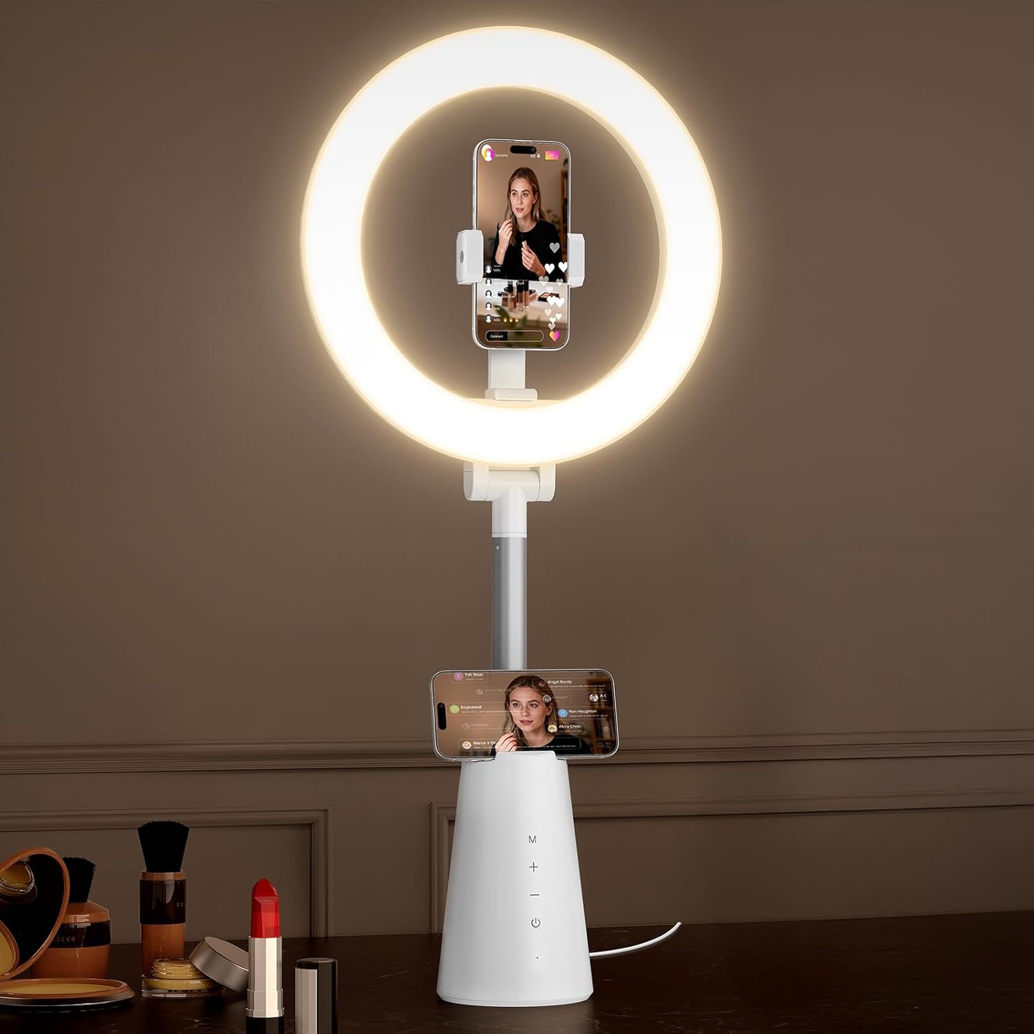 Ring Light for Makeup and Video Recording, 11″ Desk Ring Light with 13.5″ Stand & Phone Holders, Touch Control, Dimmable LED Selfie Light for Makeup, Video, Zoom Calls, Live Stream, YouTube&TikTok