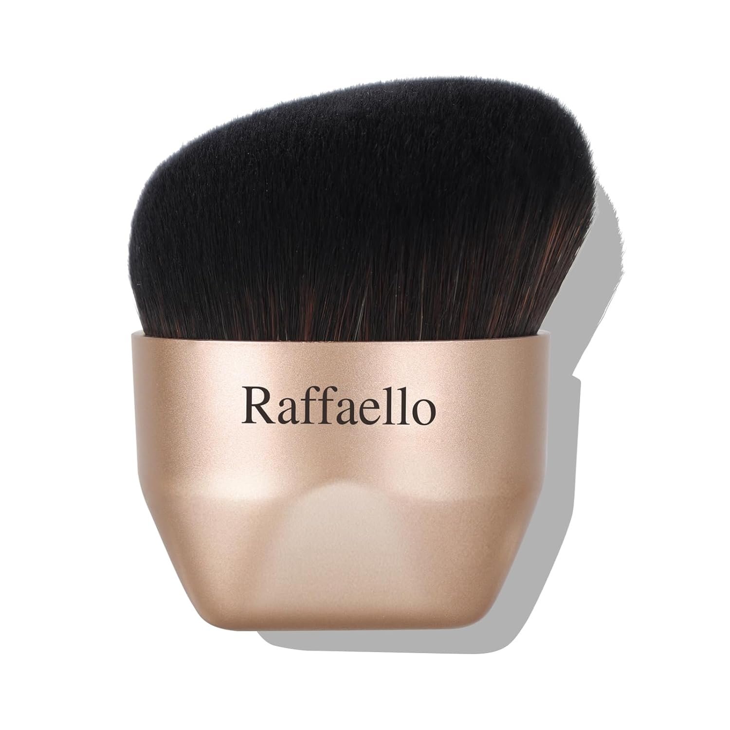 Raffaello Angled kabuki Foundation Brush: Fast, Flawless Foundation – Dense Soft Bristles for Streak-Free Liquid, Cream & Powder – Ergonomic Handle for Effortless Blending & Buffing (Champagne Gold)