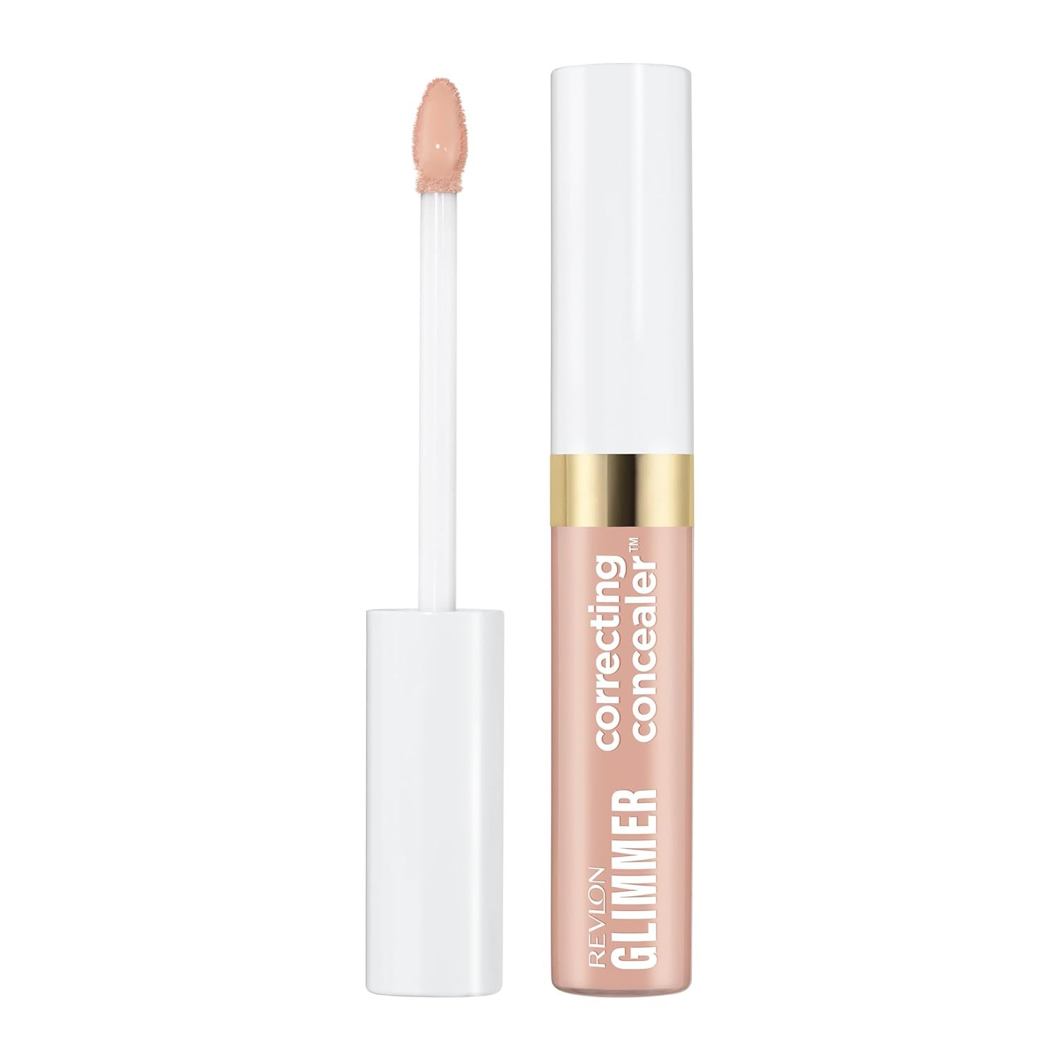 Revlon Glimmer Correcting Concealer, Liquid Under Eye Makeup, Light to Buildable Coverage made with Caffeine, Vitamin C, & Stevioside, 105, Pink, 0.3 fl oz