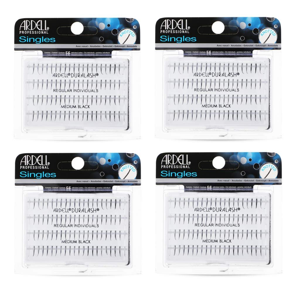 Ardell Regular Individual Lashes – DIY Lash Clusters, Knot-Free Natural Single Eyelash Clusters for Custom Lash Extension Look, 4 Pack