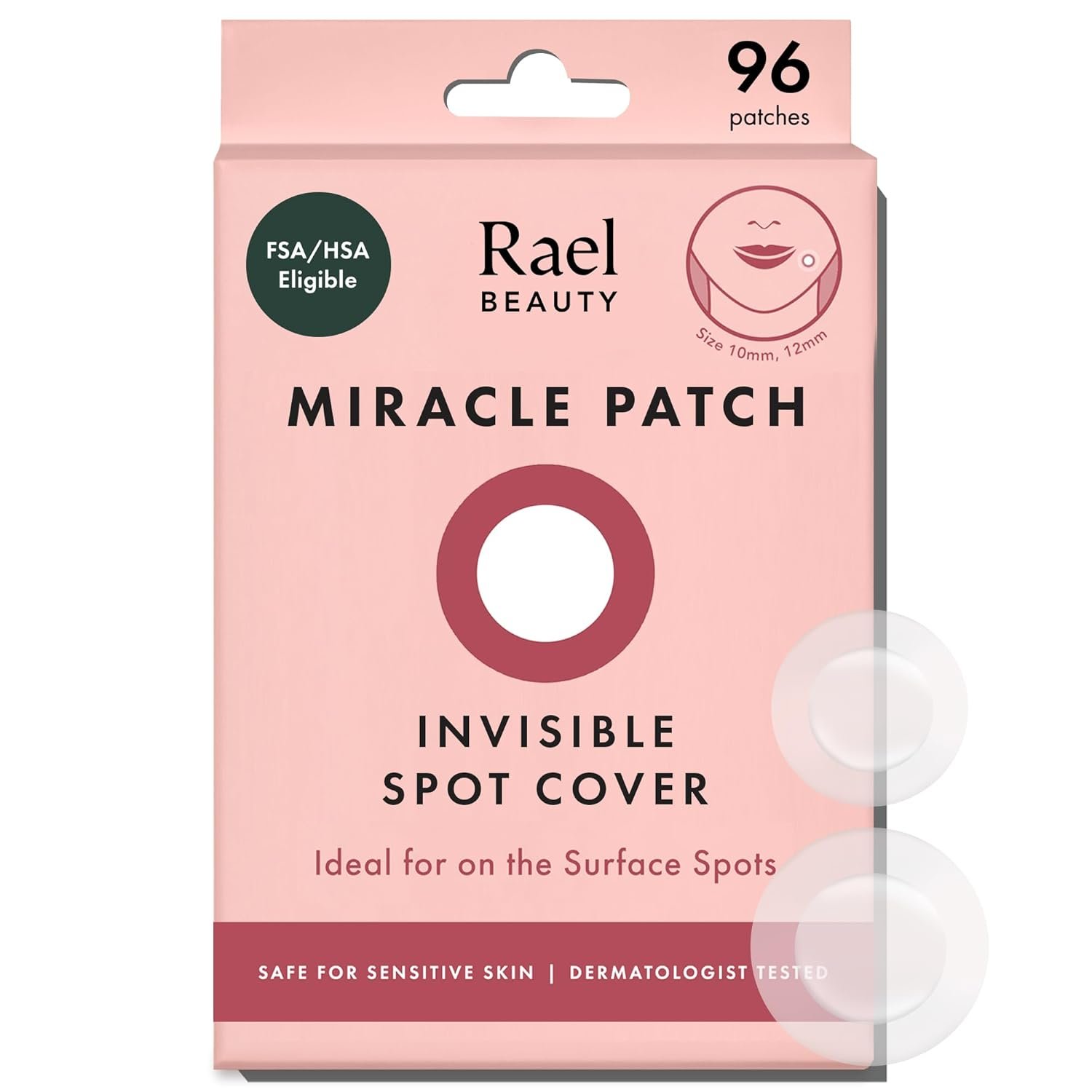 Rael Pimple Patches, Miracle Invisible Spot Cover – Hydrocolloid Acne Pimple Patch, Absorbs Zits & Blemish, Korean Skin Care, 2 Sizes (96 Count)