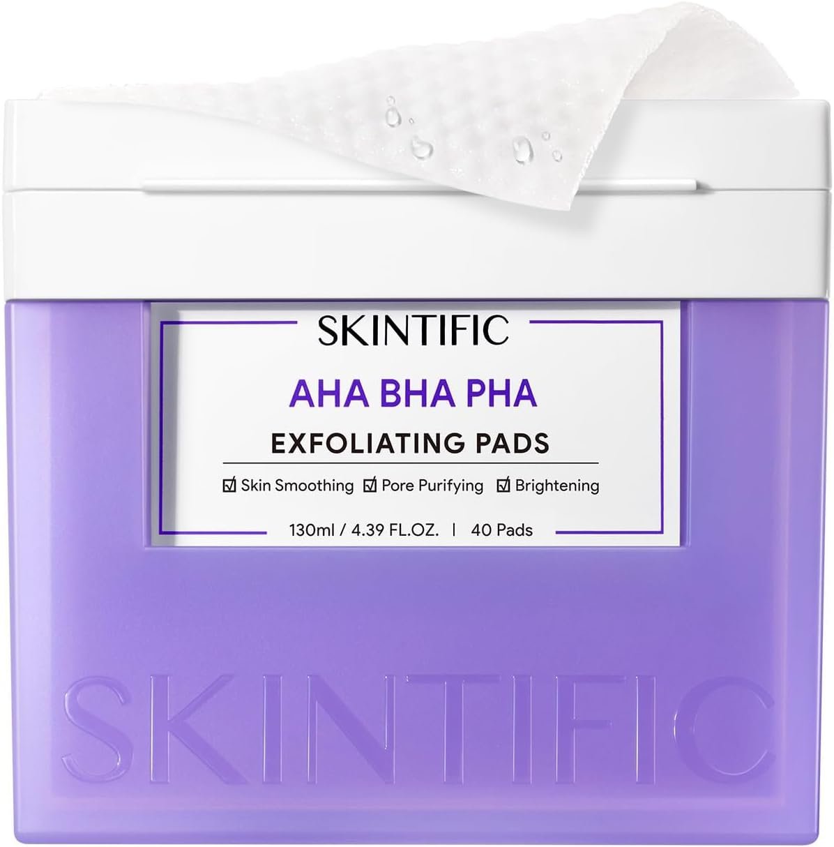 SKINTIFIC Gentle Exfoliating Pads with AHA BHA PHA & Niacinamide,Dual-Sided Acne Pore Cleanser for Smooth, Clear & Bright Skin, Soothing Toner Pads for Sensitive, Oily & Acne-Prone Skin（130ml）