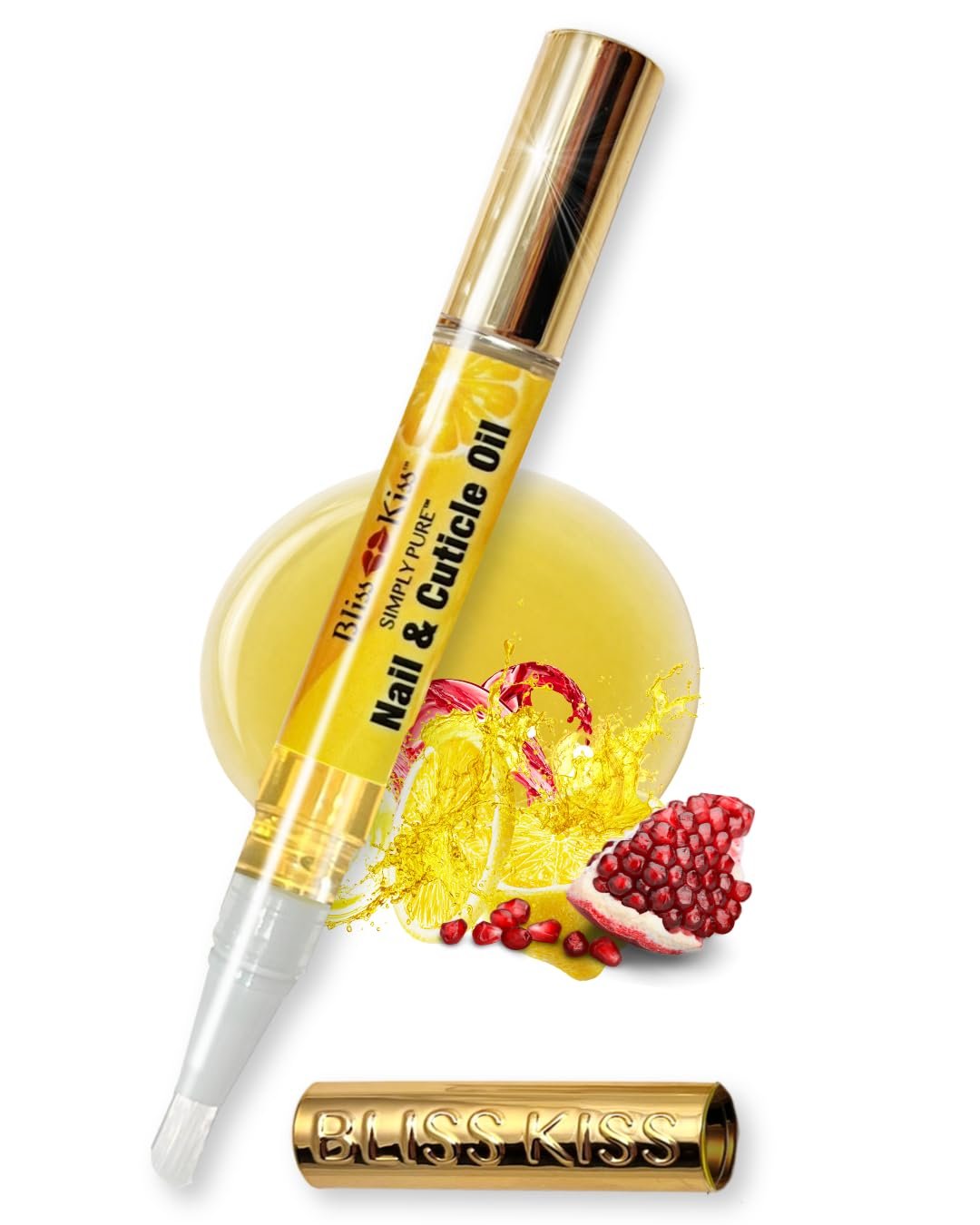 Bliss Kiss | 1 Crisp Fragrance | Nail Oil Cuticle Pen w/Vitamin E & Jojoba⏤Nail Strengthener Nail Growth Serum for Brittle Peeling Breaking Thin Nails