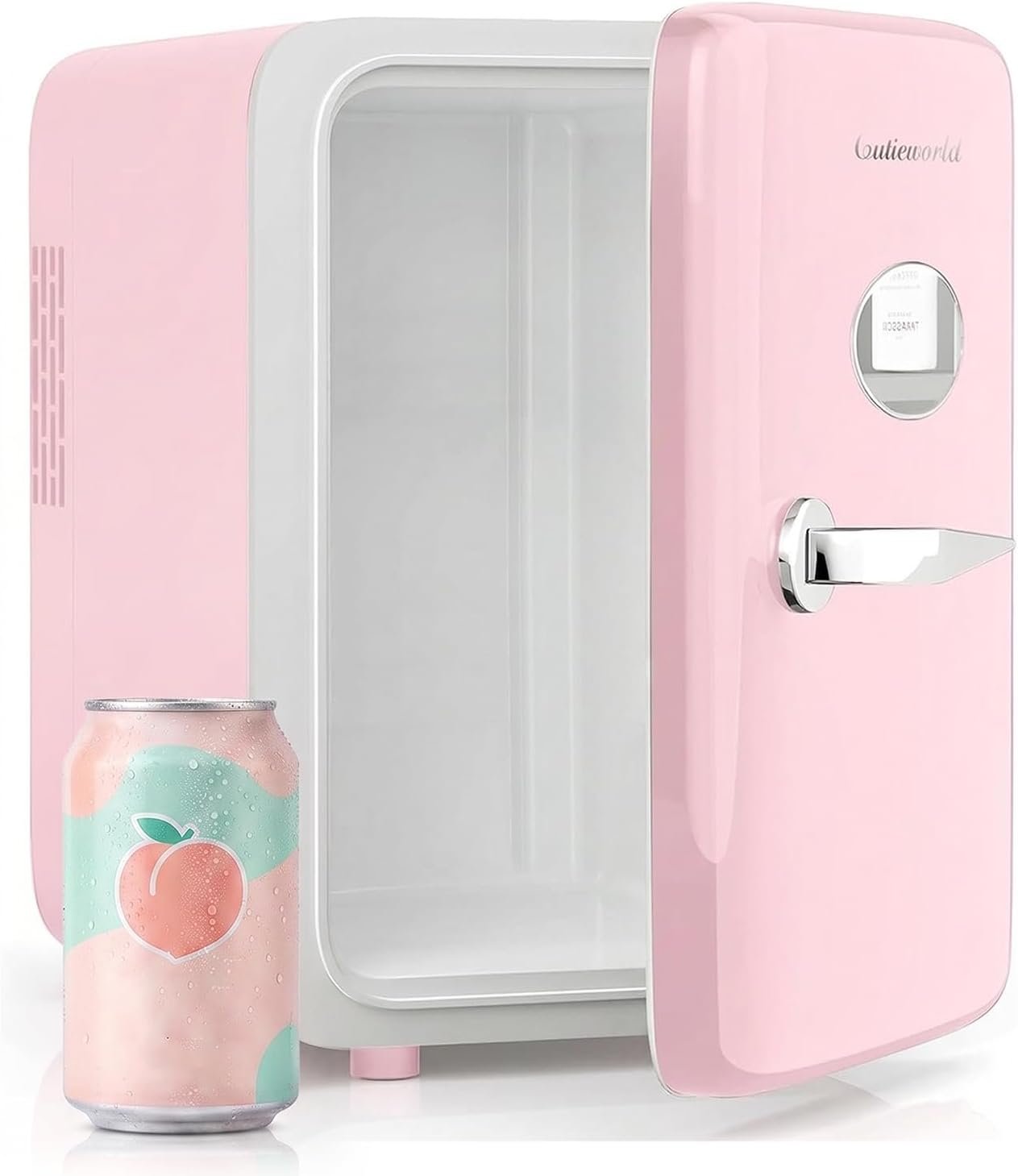 CUTIEWORLD 4L Mini Fridge for Skincare & Drinks, Peach Pink