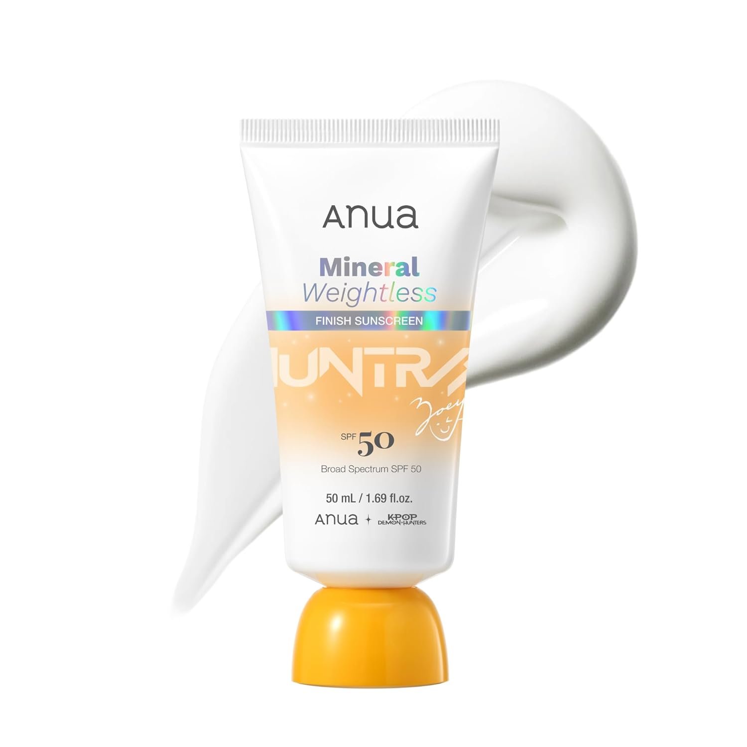 Anua Mineral Weightless Finish Sunscreen SPF 50, Broad Spectrum, Zinc-Based for Sensitive Skin, Lightweight Hydrating Lotion Texture, Under Makeup, KPop Demon Hunters, Korean Skincare, 1.69 fl oz