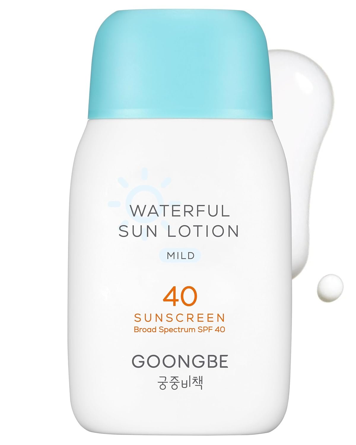 GOONGBE Waterful Sun Lotion Mild SPF 40 – Zinc Oxide Water Resistant Mineral Sunscreen for Babies, Kids & Adults – Hypoallergenic, Vegan – Korean Sun Care for Sensitive Skin, 2.82 fl.oz.