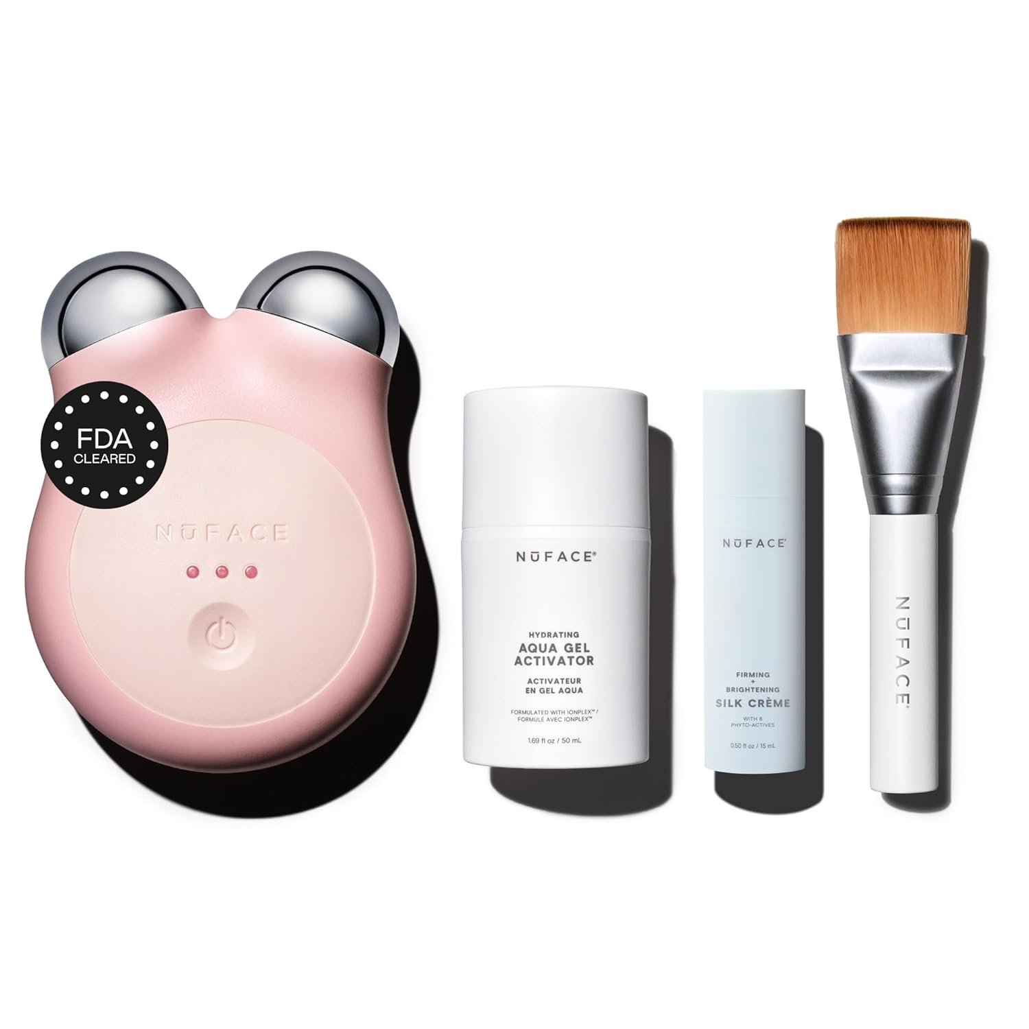 NUFACE MINI+ Facial Sculpting Tool – Microcurrent Face Massager Device for Skin Tightening, Contouring, Depuffing & Toning + Lymphatic Drainage & Activator Gel, Sandy Rose