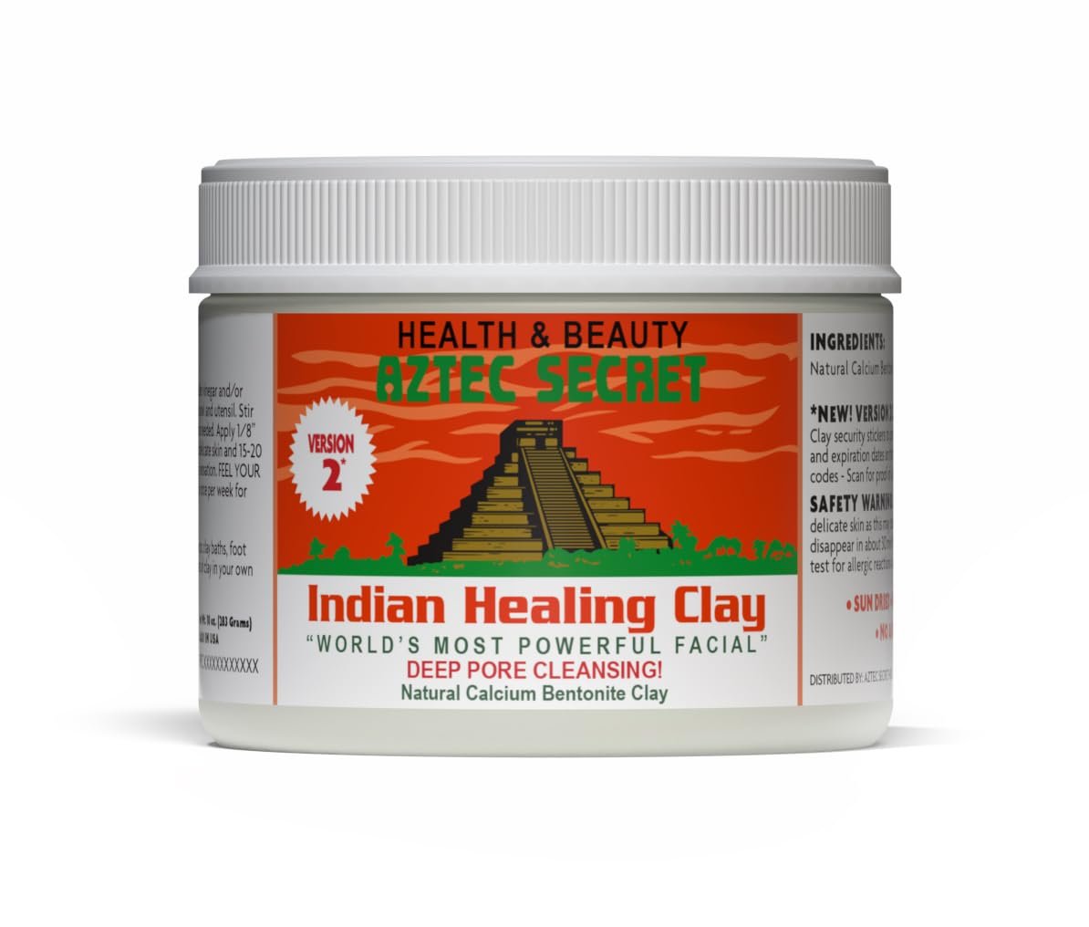 Aztec Secret – Indian Healing Clay 10oz Jar – Deep Pore Cleansing Facial & Body Mask – The Original 100% Natural Calcium Bentonite Clay