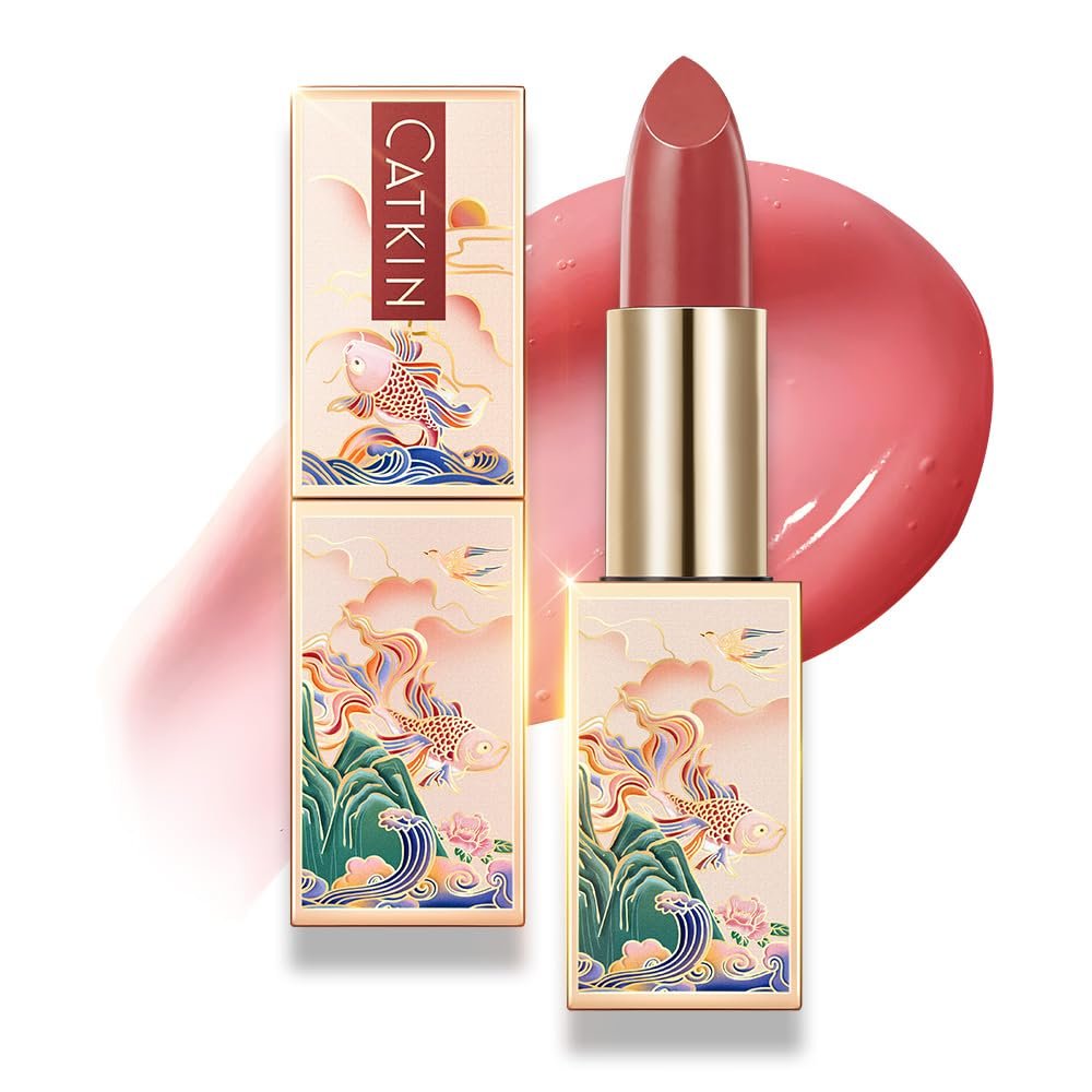 CATKIN Lip Balm Color Tinted Lip Stain Ultra Hydrating Moistrurizer Chapstick with Vitamin E Nourishing For Cracked & Dry Lips 0.12 oz C06 Camellia