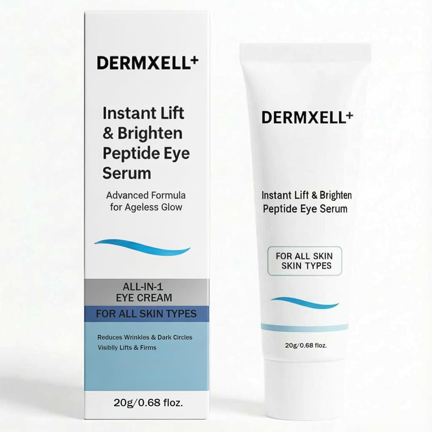 DERMXELL Instant Lift & Brighten Peptide Eye Serum, Dermxell Instant Lift Eye Serum – Visibly Firms & Smooths Fine Lines, Under-Eye Bags, and Dark Circles – Fast-Absorbing, Gentle Care