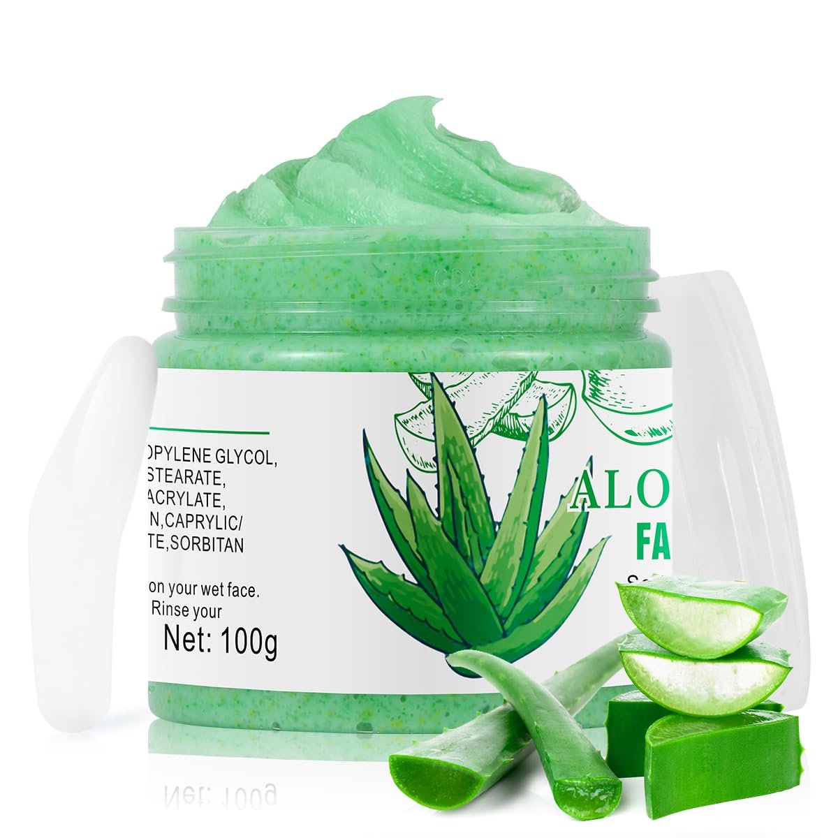 Aloe Vera Facial Scrub & Cleanser – Exfoliating Face Wash for Blackheads & Acne