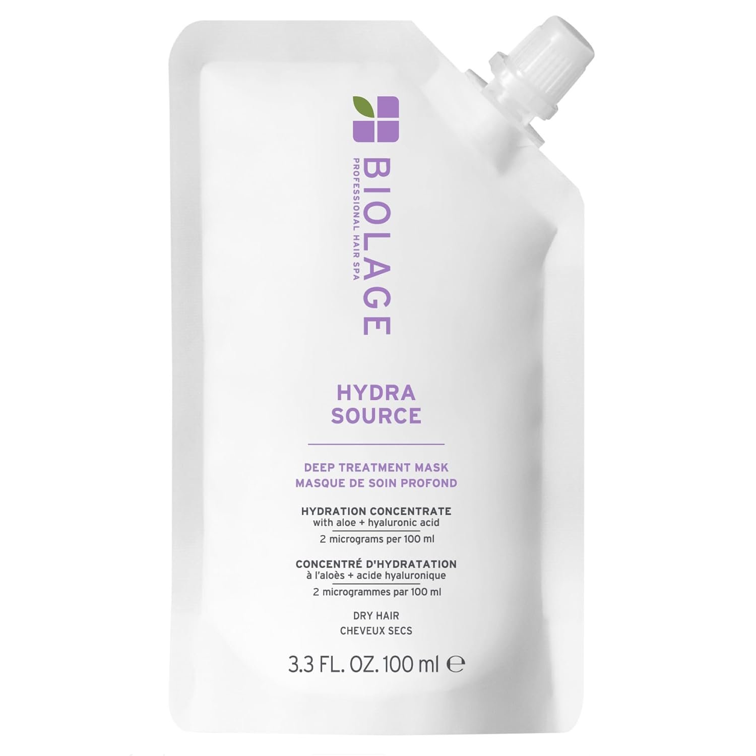 Biolage Hydra Source Deep Treatment Mask – Nourishes & Smooths, For Dry Hair, Infused with Micro-Filtered Aloe Vera & Fermented Hyaluronic Acid