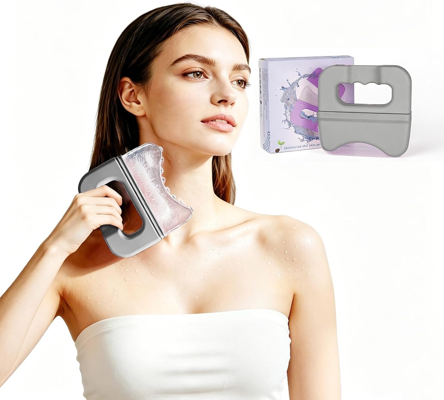 Ice Rollers for Face & Eye & Neck-Handheld Ice Face Roller Massager Extra Large Silicone Ice Roller Skin Care Tool, Naturally Conditioning & Skin Care Soothes Sore Muscles,Gifts for Women-Grey