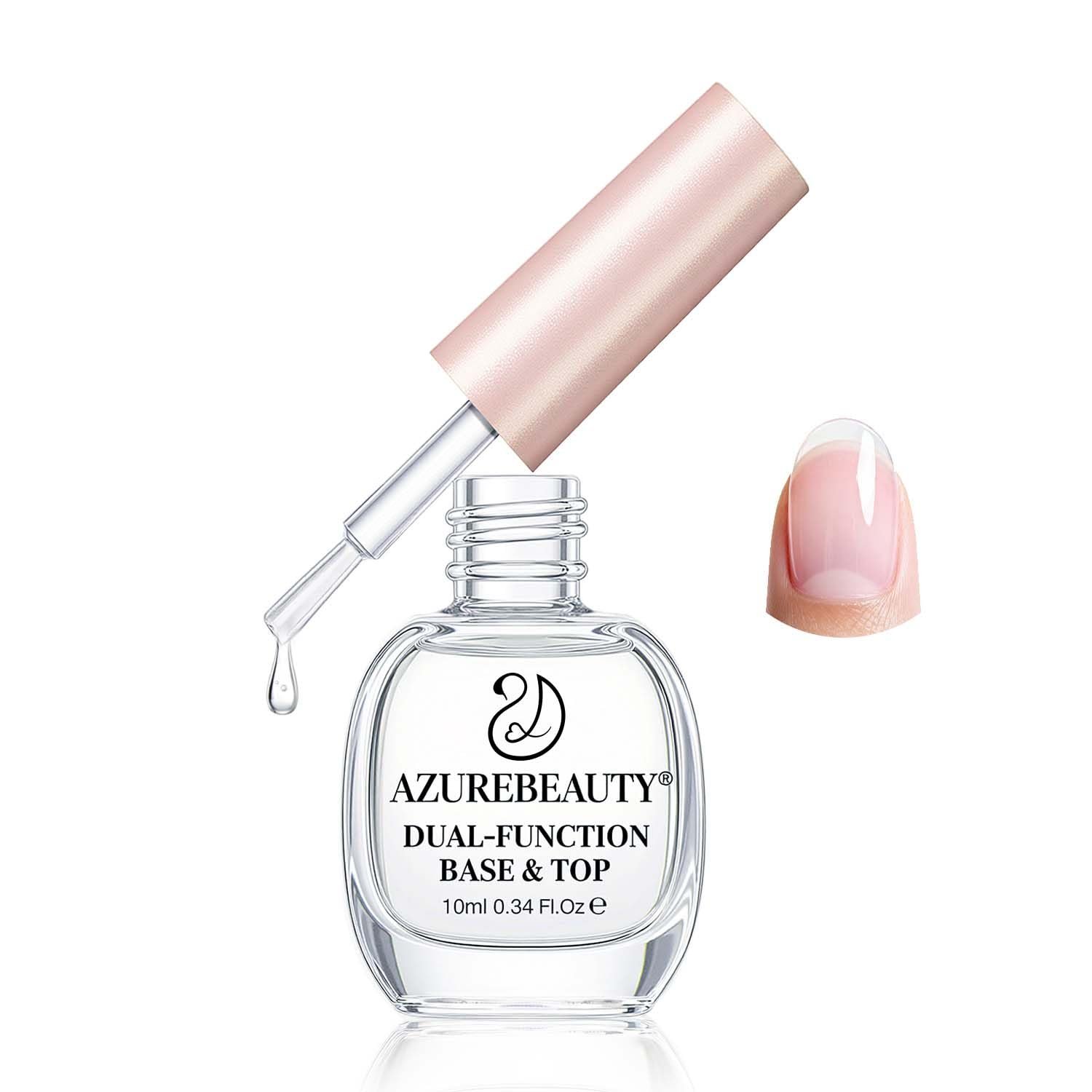 AZUREBEAUTY 2-in-1 Base & Top Coat Nail Polish, Clear Strengthener, Quick-Dry, High-Gloss Shine, Streak-Free, Gentle Formula for Easy At-Home Manicures