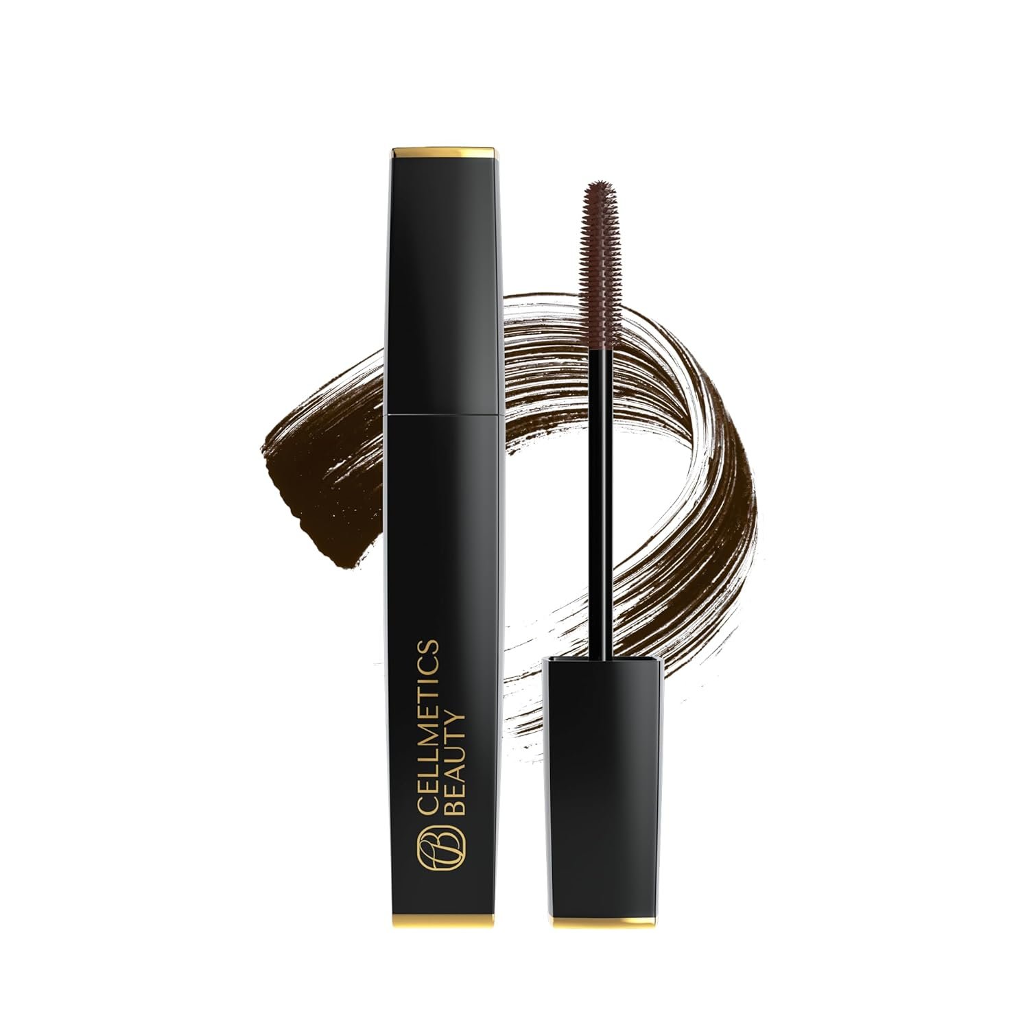 Cellmetics Mascara for Older Women 60 Plus, Volumizing & Lengthening Mascara with Lash Growth Effect, Hypoallergenic, Smudge-Free and Gentle for Sensitive Eyes (Brown)