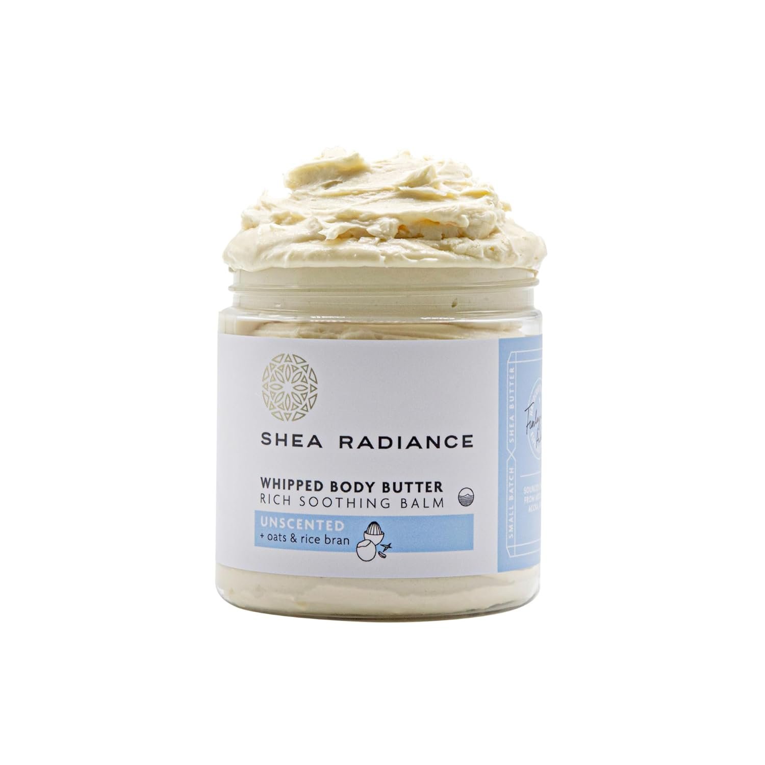 Shea Radiance P.U.R.E. Whipped Shea Butter with Colloidal Oatmeal – Whipped Body Butter Blended with Skin Soothing Oatmeal & Moisturizing Rice Bran Oil | Unscented (5 oz)