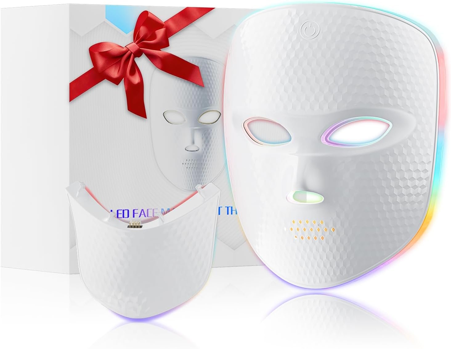 Red Light Therapy for Face Cordless LED Face Mask Light Therapy,USB Rechargeable,Red Mask for Home Working Travel Yoga Sleep LED Silicone mask