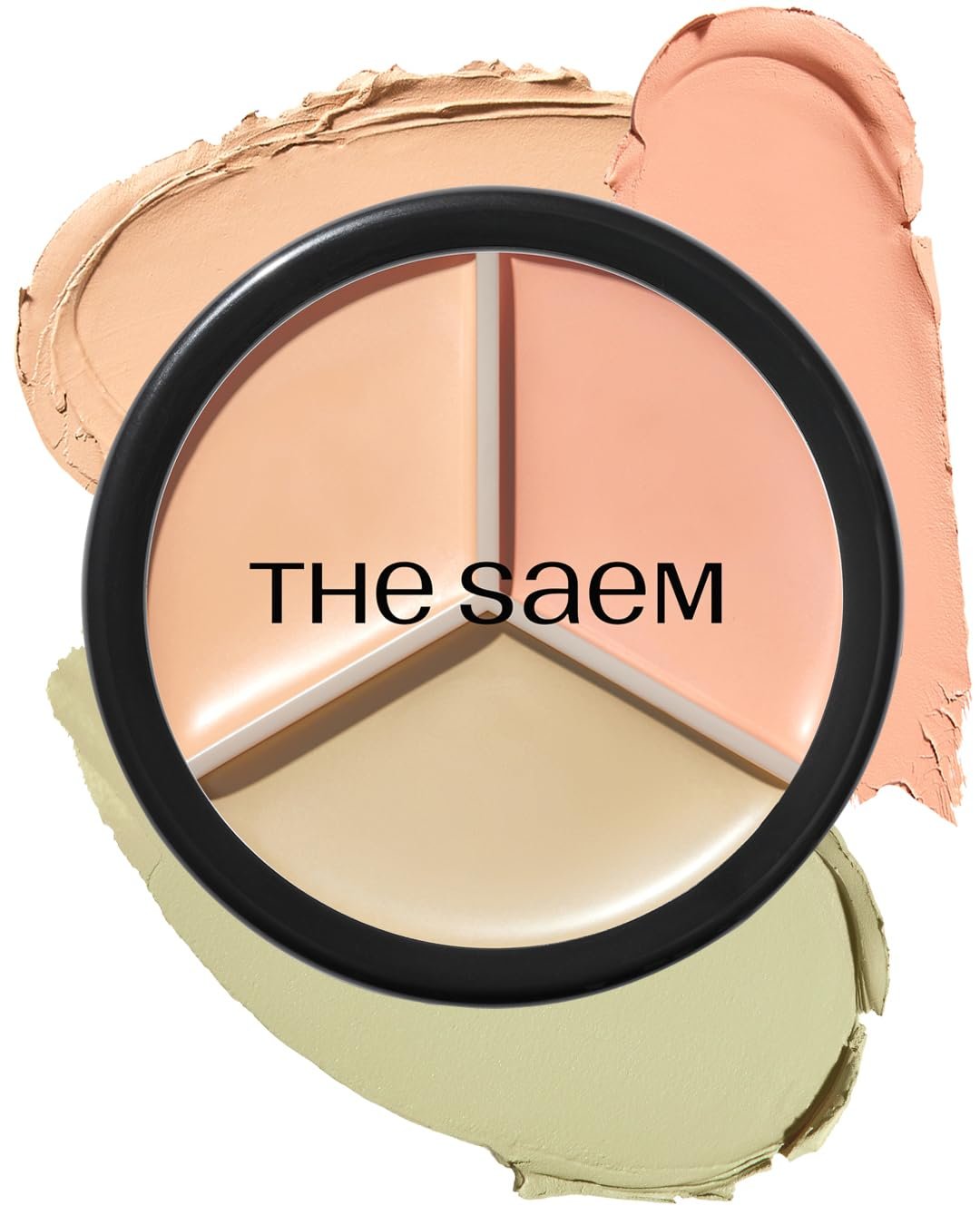 THESAEM Cover Perfection Triple Pot Concealer – 03 Correct Up Beige for Red Tone & Dark Circles – 3-Color Multi Concealer Palette for Light Skin Tones 13-21 – Korean Makeup with Sweet Almond Oil