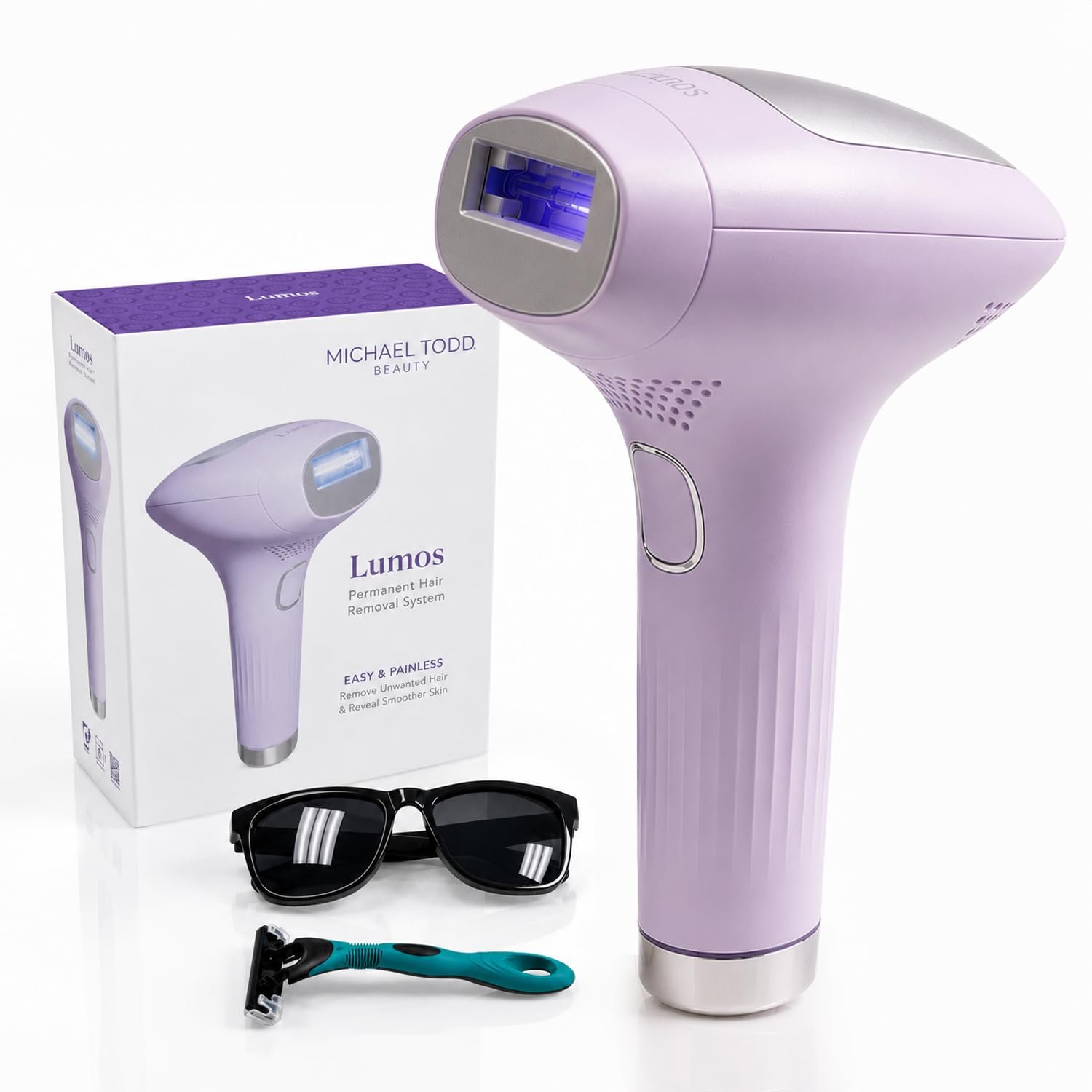 MICHAEL TODD BEAUTY – LUMOS Laser IPL Hair Removal Device for Women and Men, 50°F CoolMax Technology, 999,999 Flashes, 3 in 1 with Skin Sensor for Nearly Painless, Permanent Hair Removal